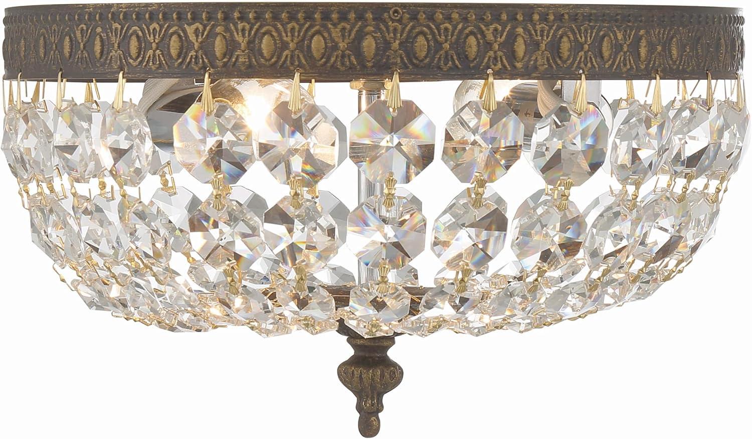 Crystorama 2 Light Clear Italian Crystal English Bronze Flush Mount