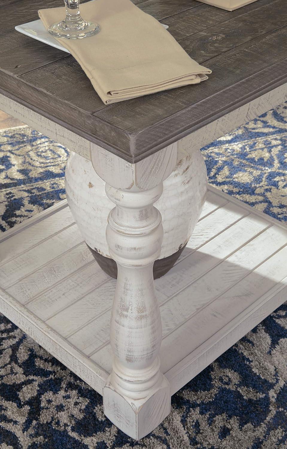 Modern Gray & White Rustic Wood Square End Table