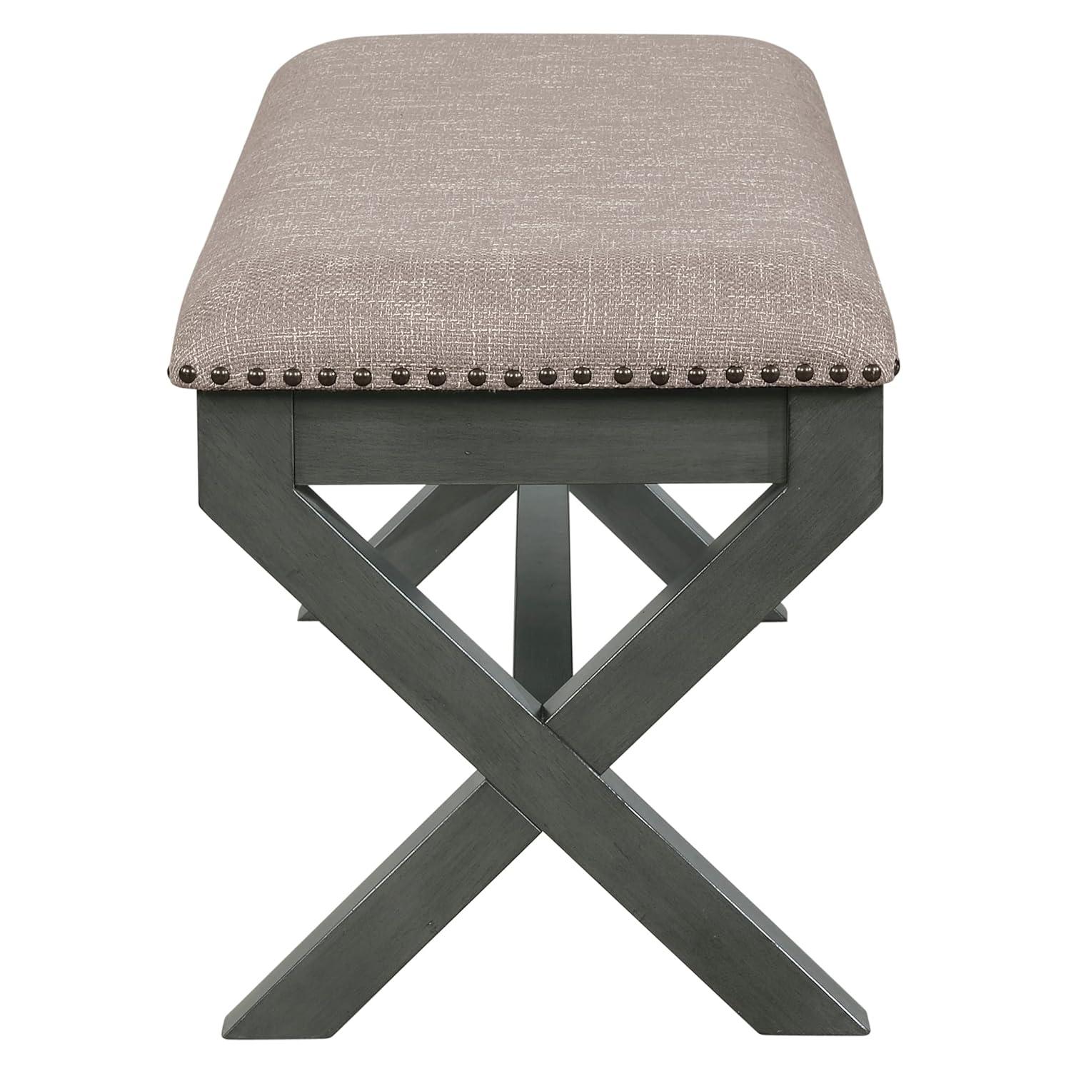 Monte Carlo Bench with Antique Gray Base in Gray Fabric