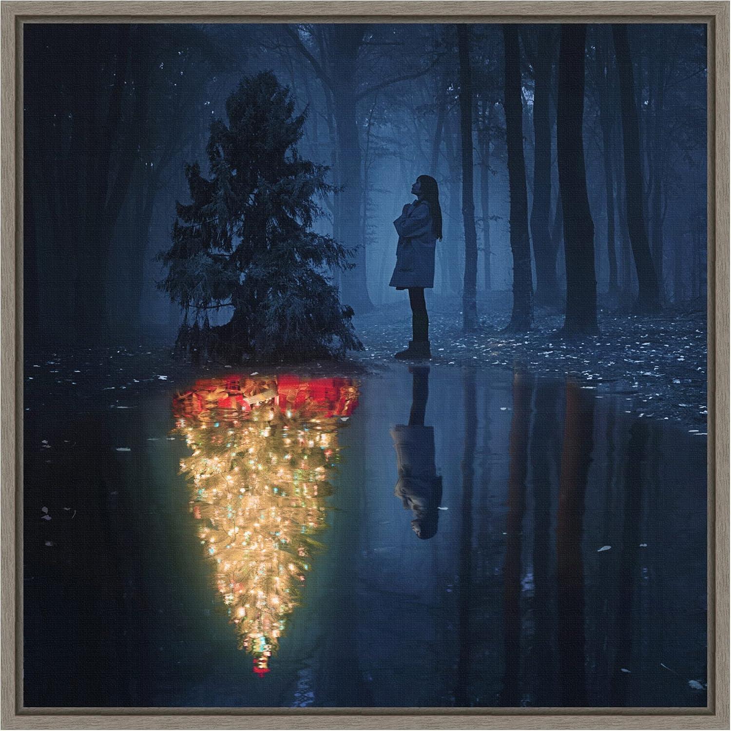 Hope of Christmas Framed Canvas Print with Greywash Frame