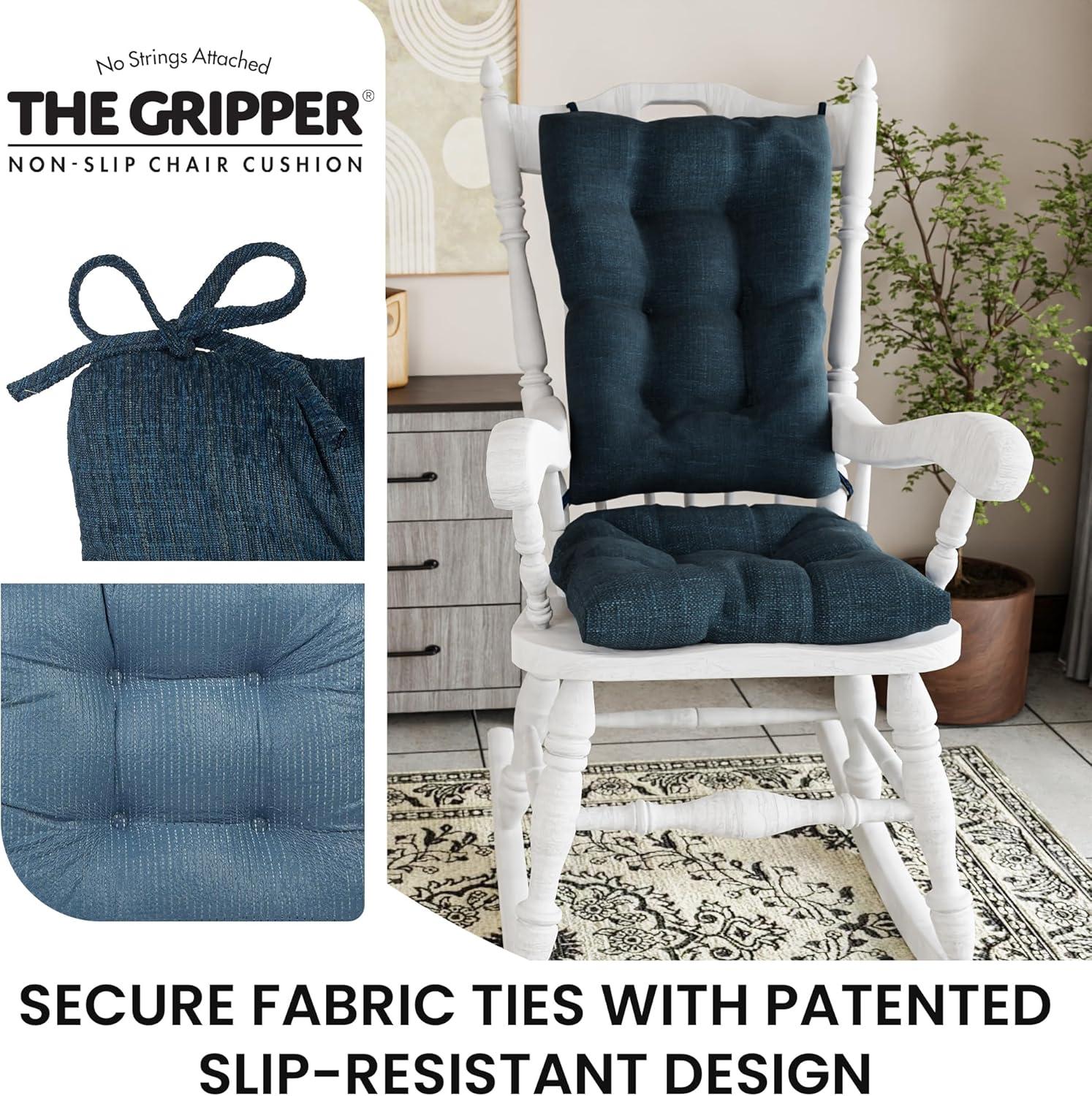 Klear Vu Gripper Polar Chenille Jumbo 2 Pieces Rocking Chair Cushion Set