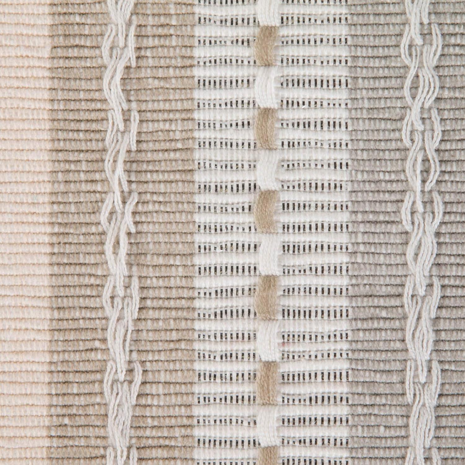 DII 14x72" Modern Cotton Tonal Stripe with Fringe Table Runner in Natural