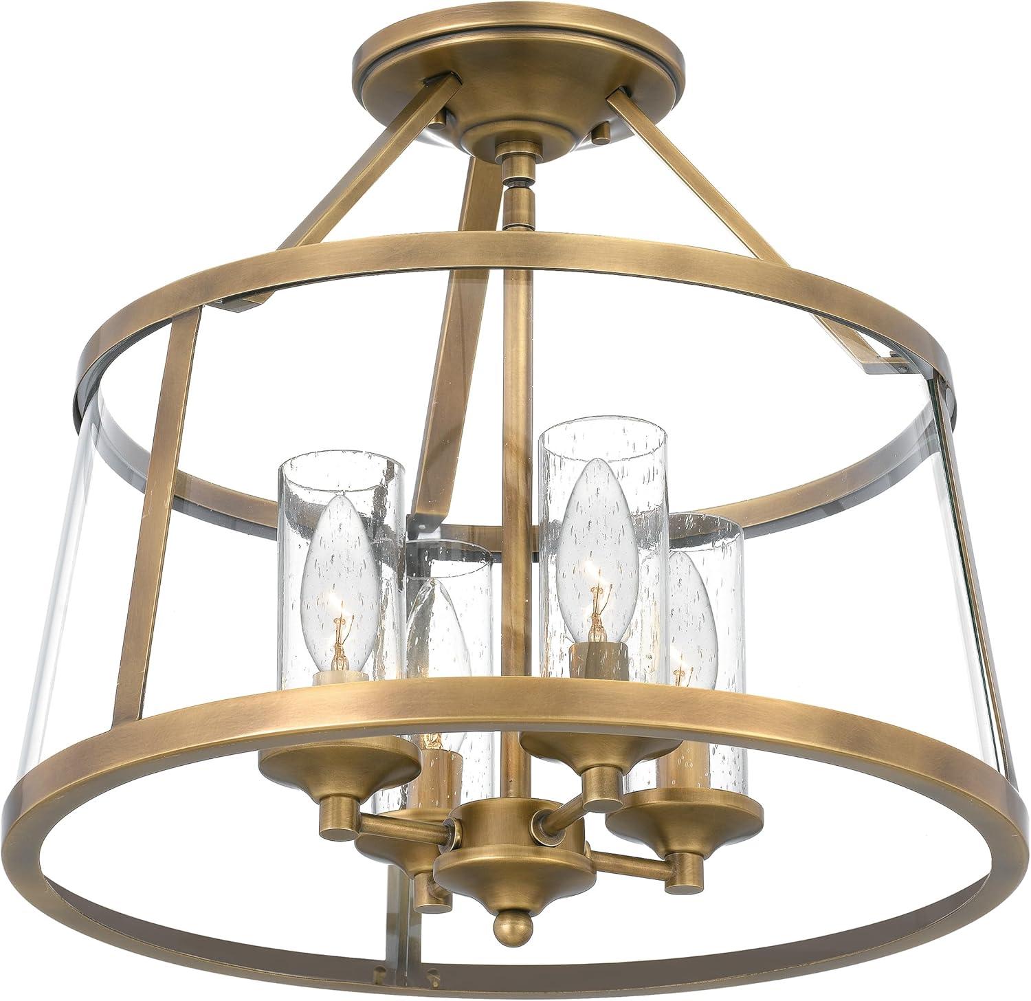 Quoizel Lighting Barlow 4 - Light Semi-Flush Mount in  Weathered Brass