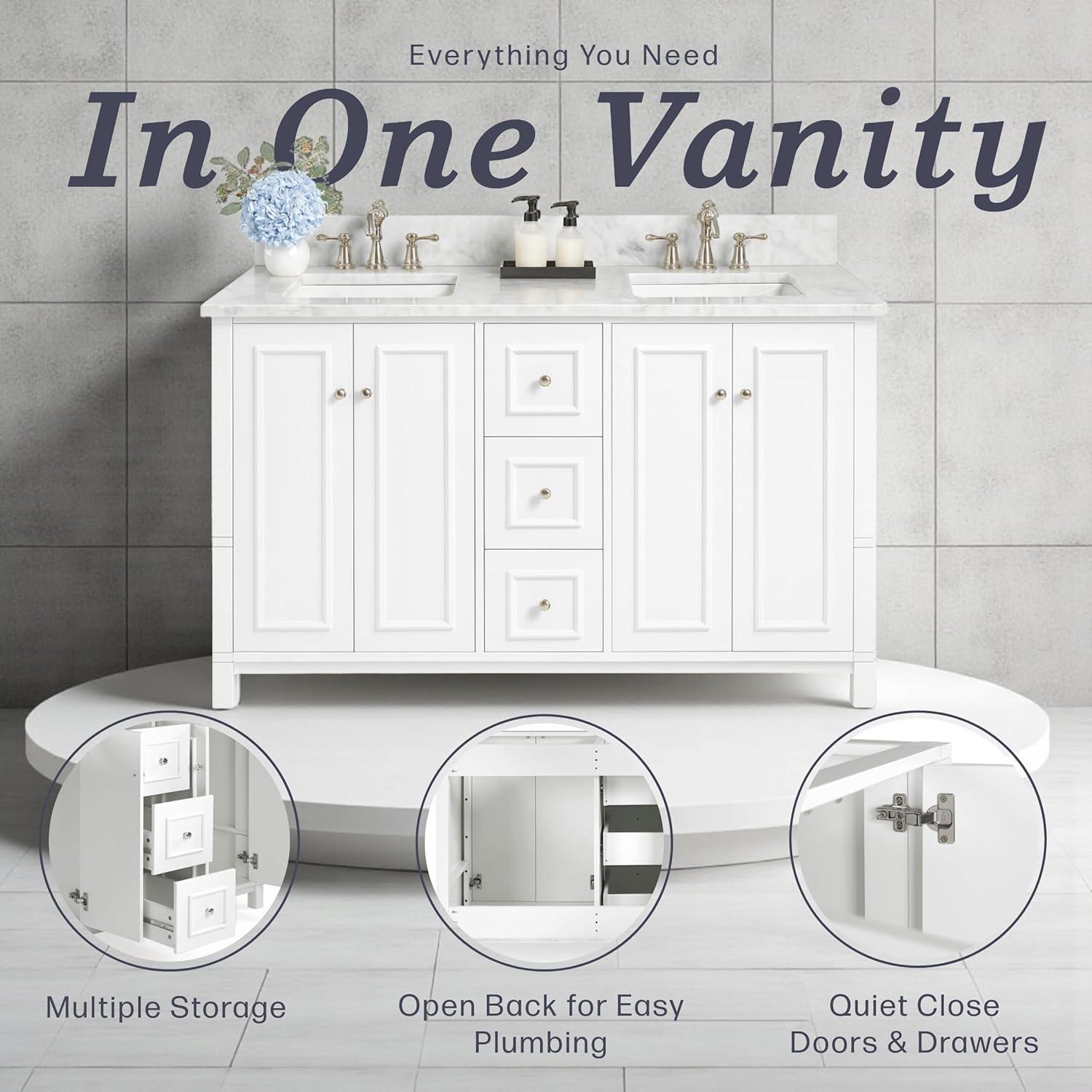 Alaterre Furniture Williamsburg 60"W White Wood Vanity Cabinet Only