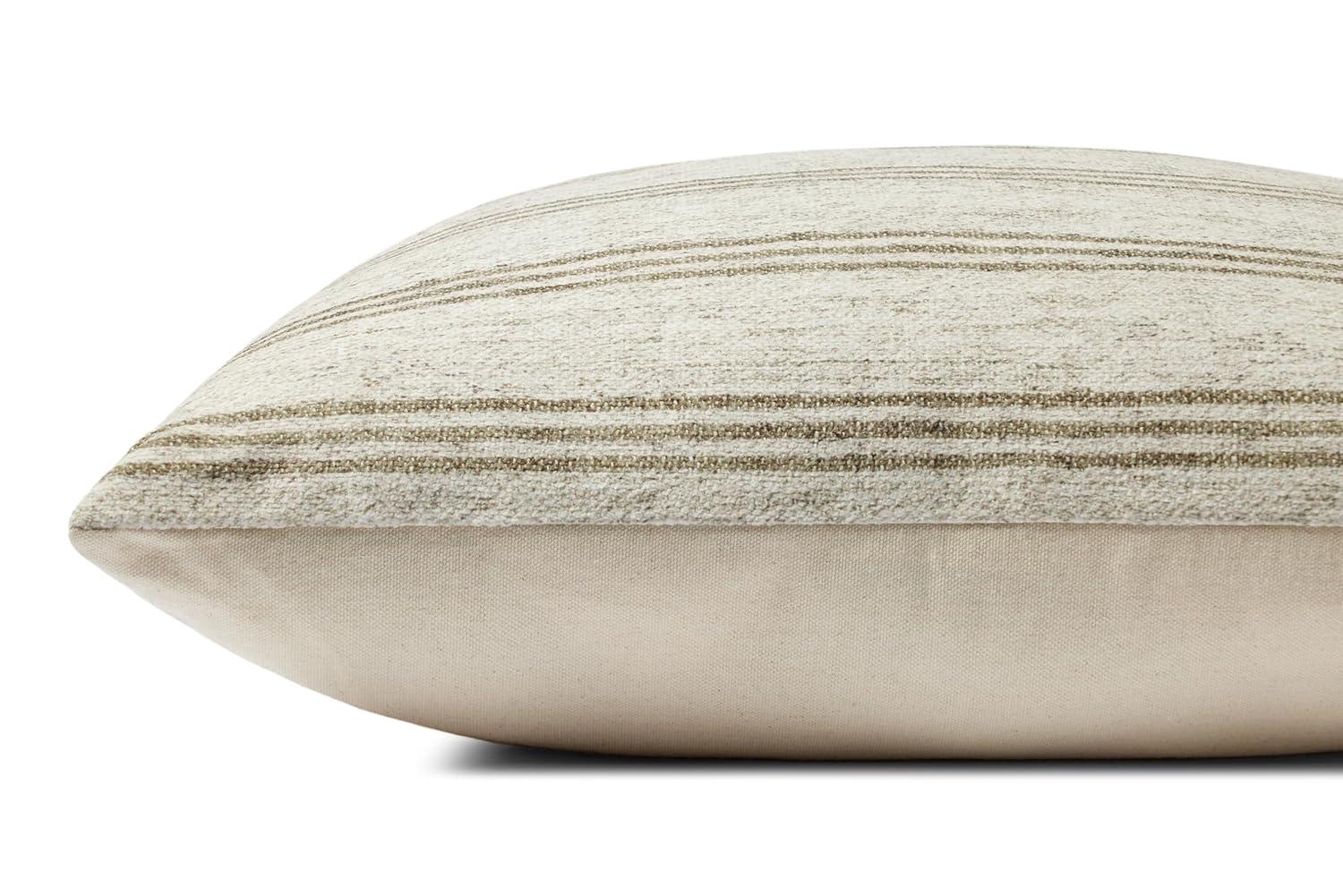 Zephyr Pillow by Amber Lewis x Loloi - Ivory and Olive / 22" x 22" / Down
