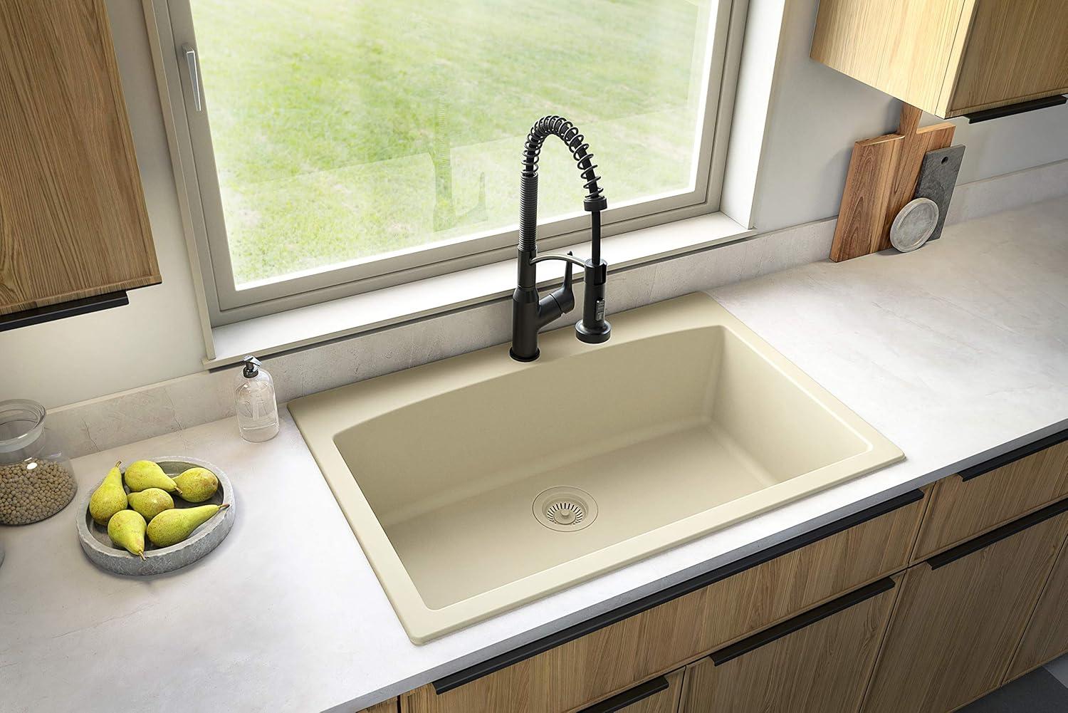 Karran Drop-in Quartz Composite 33'' X 22'' 1-Hole Single Bowl Kitchen Sink