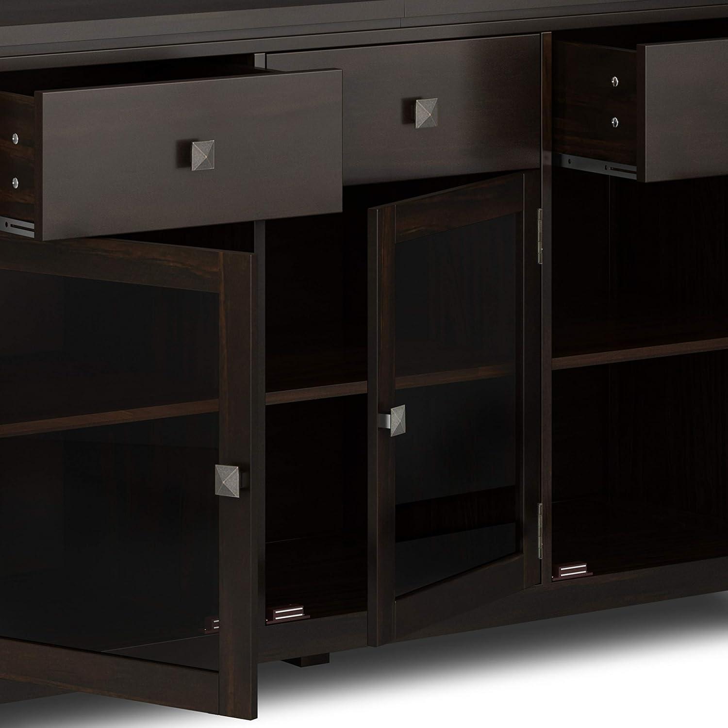 Simpli Home Cosmopolitan 54"W Solid Wood Contemporary 3-Door Sideboard Buffet with 3 Drawers