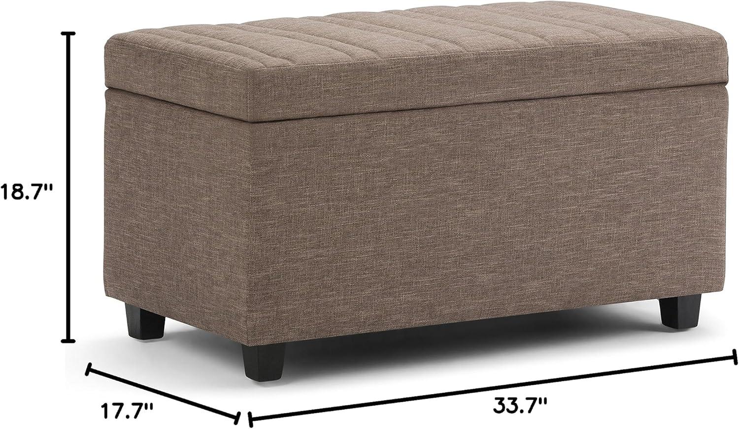 Simpli Home Darcy Storage Ottoman Bench In Fawn Brown Linen Look Fabric