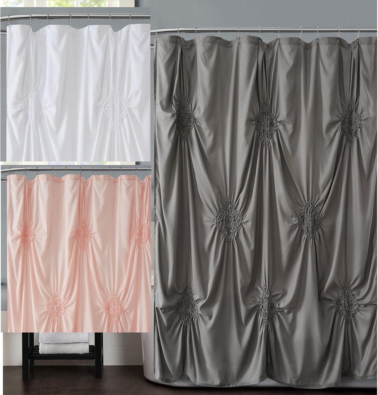 Christian Siriano Christian Siriano NY Georgia Rouched Shower Curtain – Elegant Texture & Timeless Style