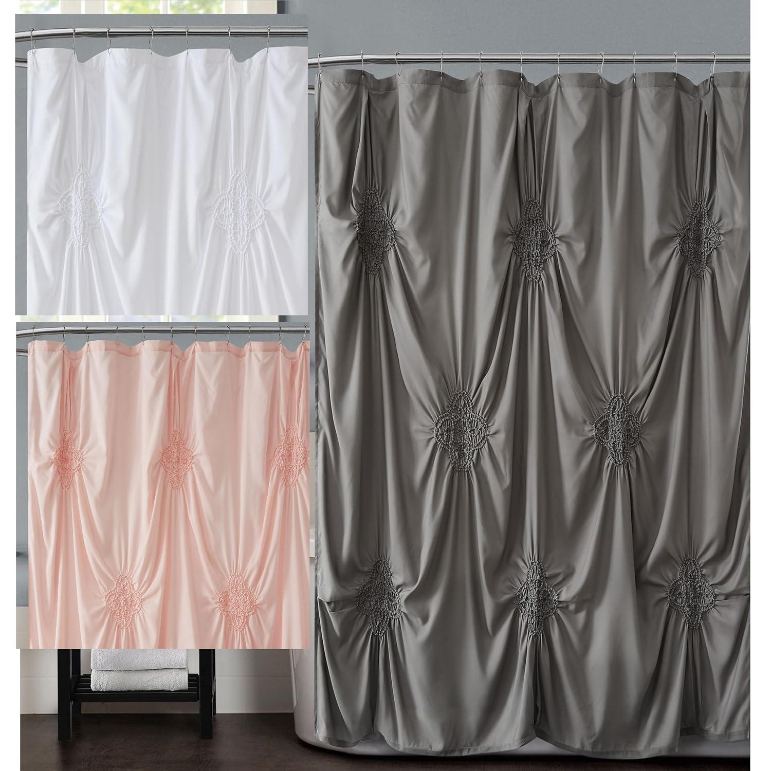 Christian Siriano Christian Siriano NY Georgia Rouched Shower Curtain – Elegant Texture & Timeless Style