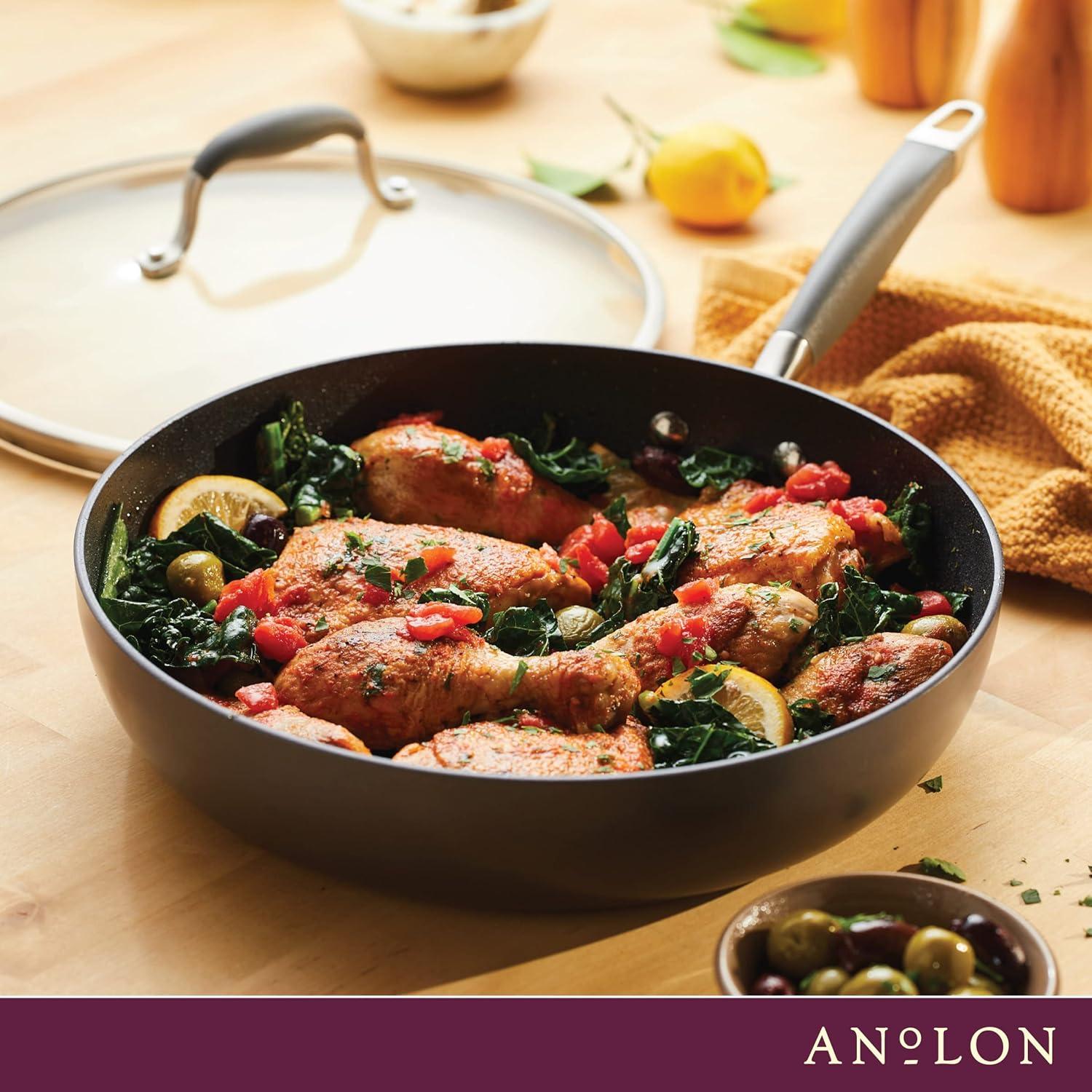 Anolon Anolon Advanced Home Hard Anodized Nonstick Deep Frying Pan / Skillet with Lid, 12 Inch