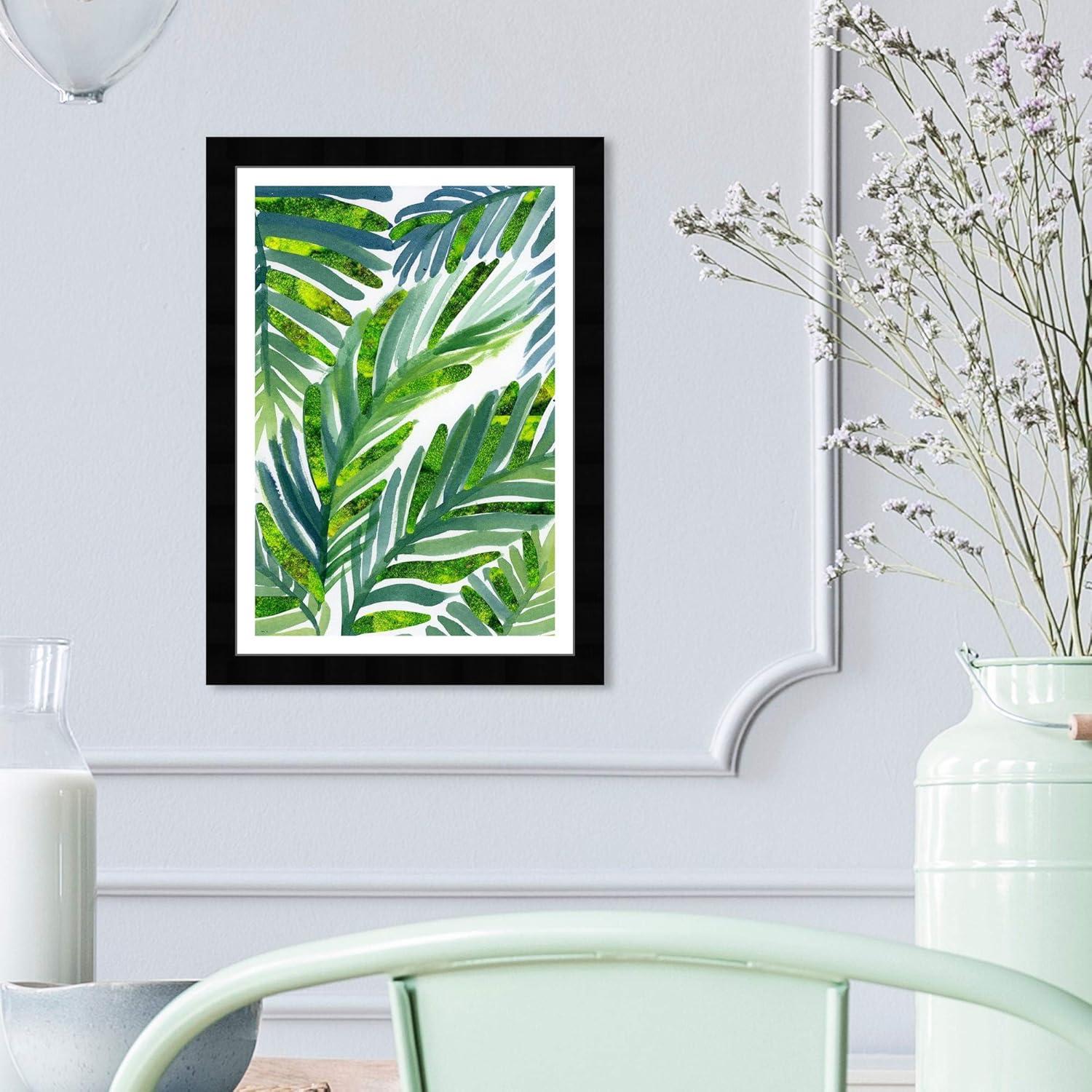 Tropical Green and Blue Botanical Framed Wall Art Print