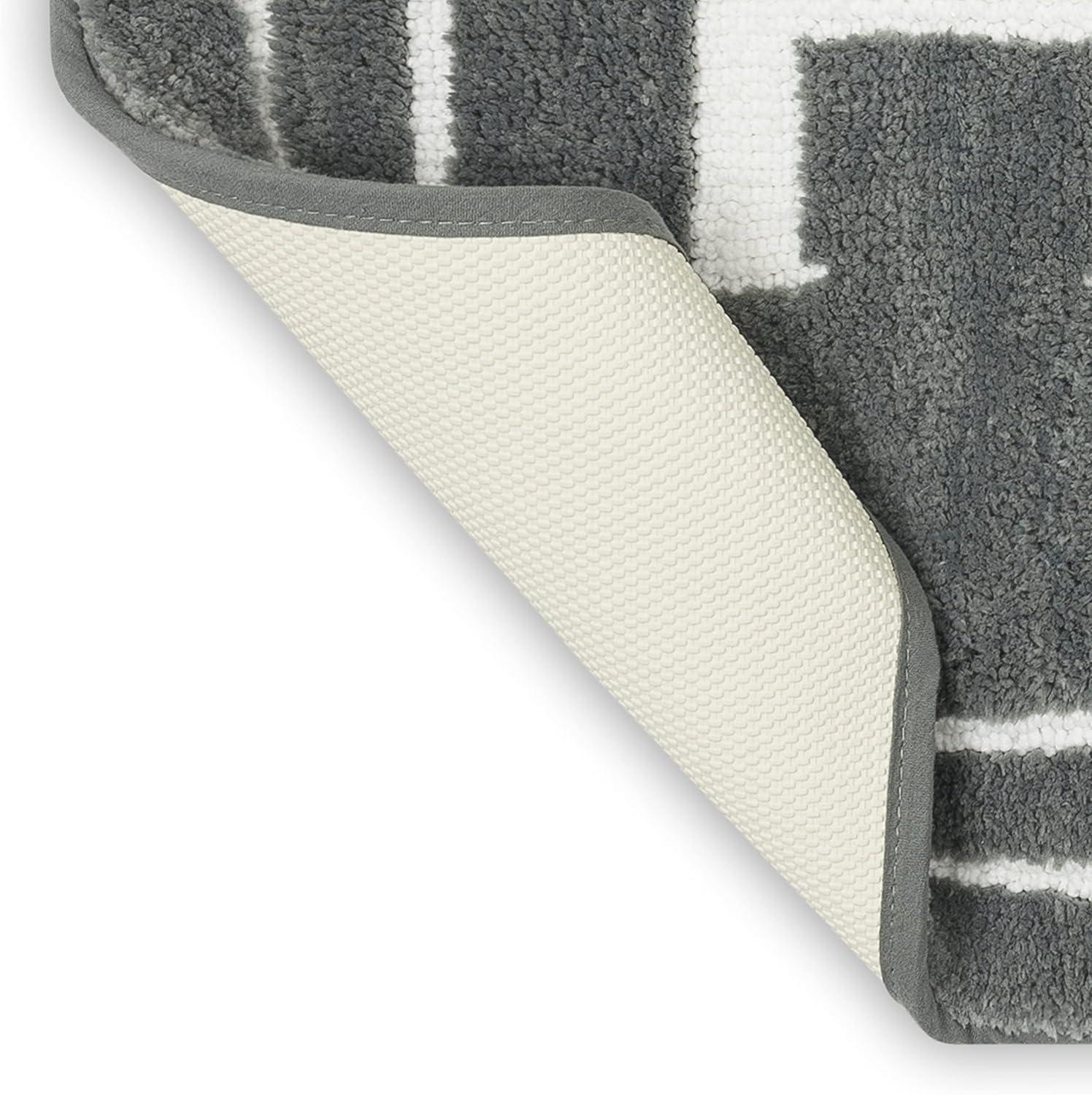 Mohawk Home Hers Knited Washable Polyester Non-Slip Bath Mat, Pewter, 1'8" x 2'10"