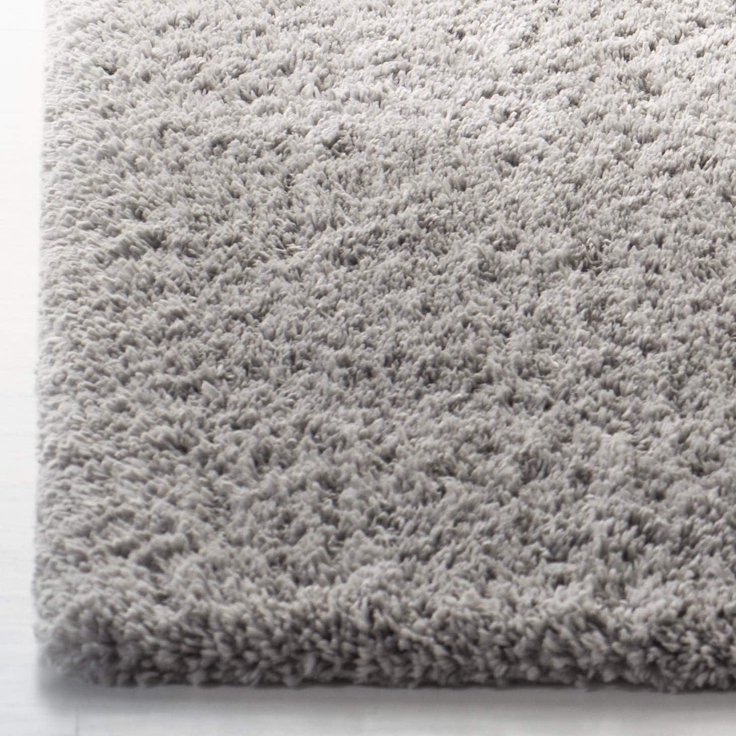 SAFAVIEH Fontana Jamie Solid Plush Shag Area Rug, Grey, 4' x 6'