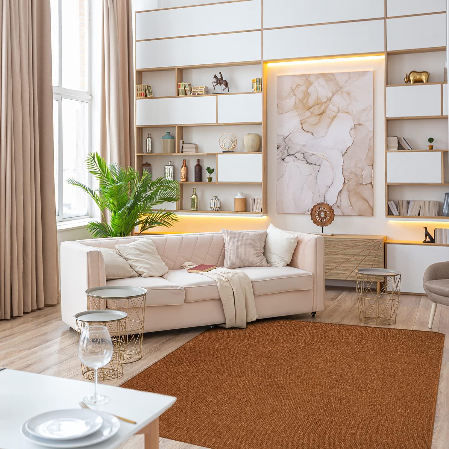 Skid-resistant Carpet Indoor Area Rug Floor Mat - Toffee Brown - 4' X 4' - Many Other Sizes to Choose From