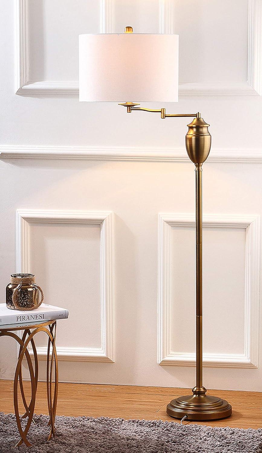 Antonia Gold Adjustable Floor Lamp with White Drum Shade