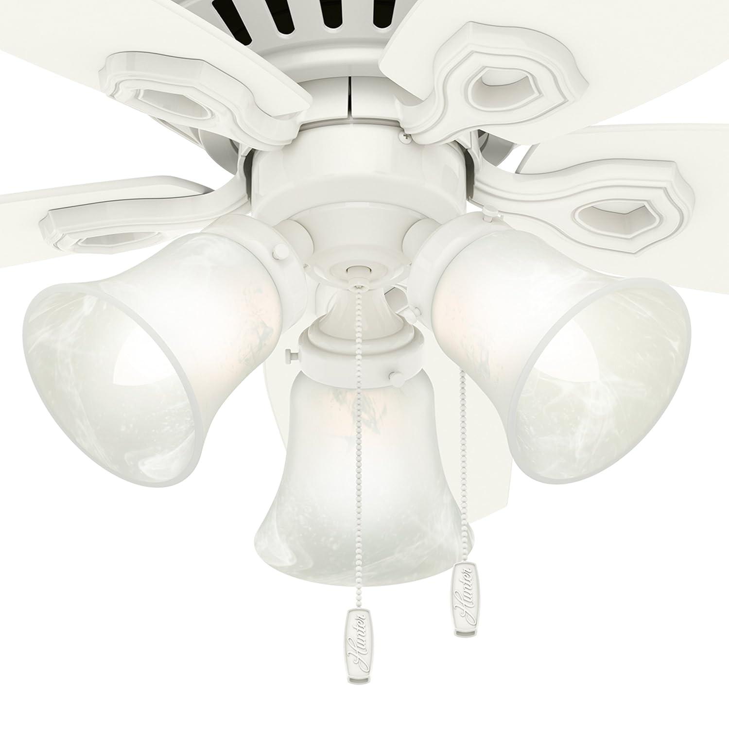 42" Builder Low Profile Ceiling Fan (Includes LED Light Bulb) White - Hunter Fan: 5-Blade, Reversible Motor, Flush Mount