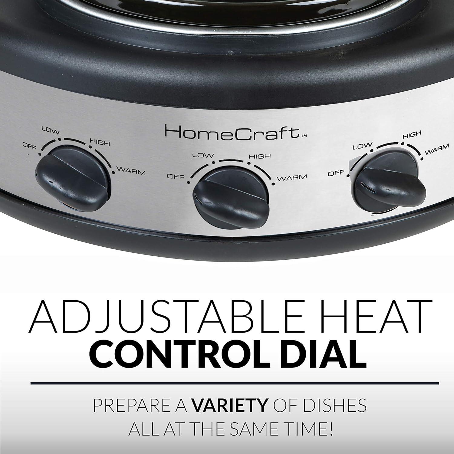 Mega Chef Triple Round Oval 1.5 Quart Stainless Steel Cooker Buffet