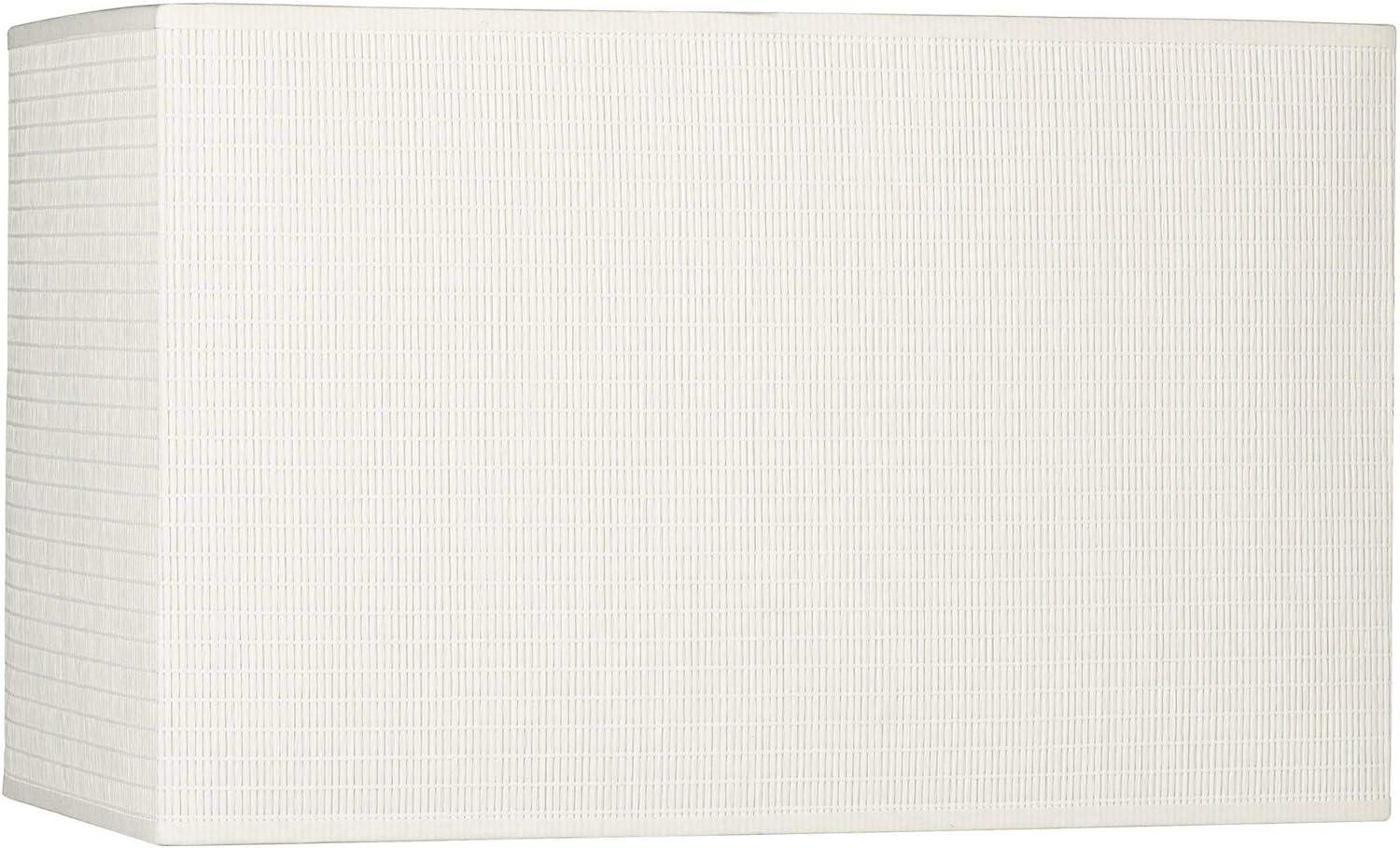 Springcrest Off-White Medium Rectangular Paper Lamp Shade 16" Wide x 8" Deep x 10" High (Spider) Replacement with Harp and Finial