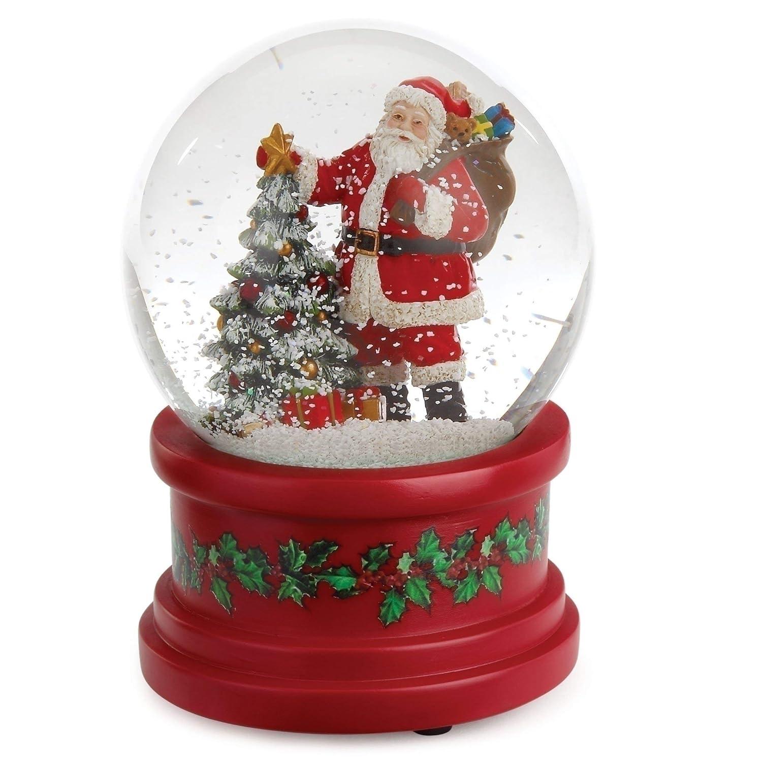 Festive Santa with Christmas Tree Musical Snow Globe