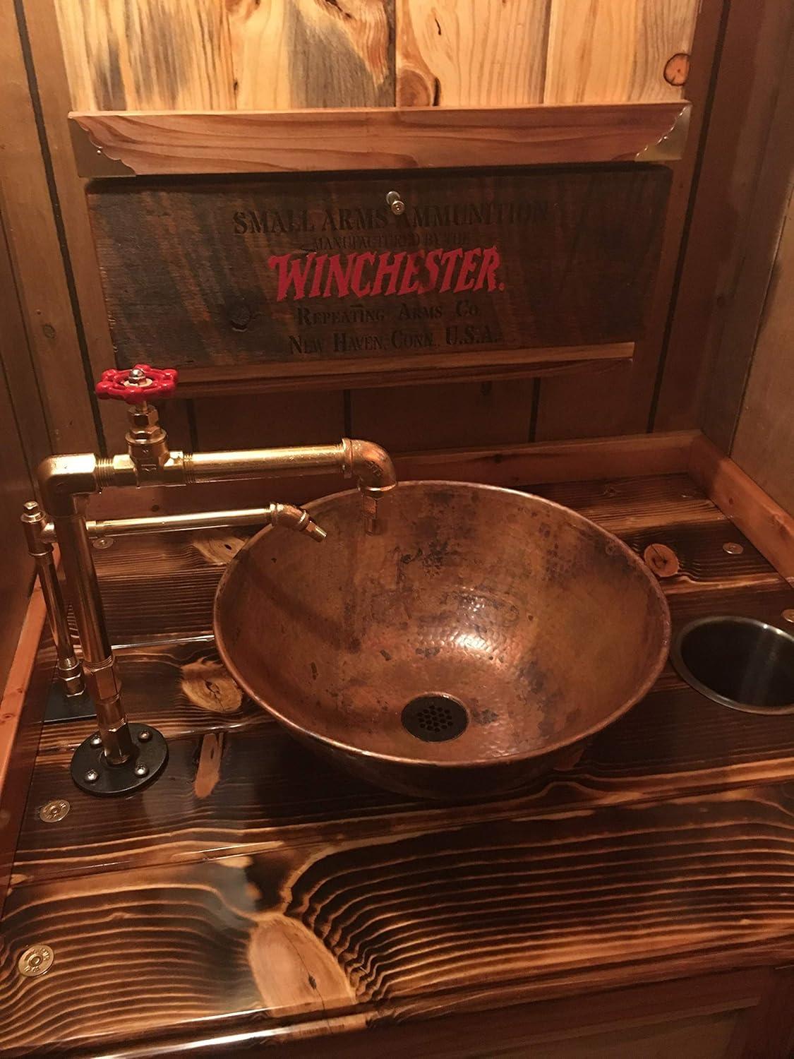 14"Round Copper Vessel Bathroom Sink