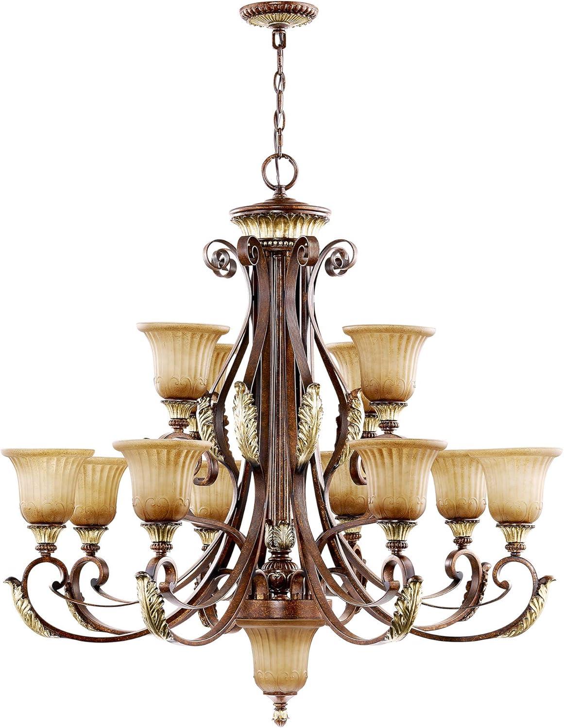 Livex Lighting Villa Verona Chandelier in Verona Bronze with Aged Gold Leaf