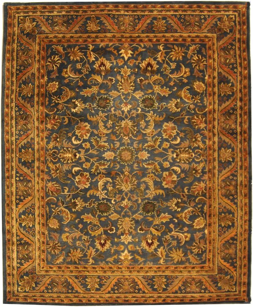 SAFAVIEH Antiquity Carmella Floral Bordered Wool Area Rug, Blue/Gold, 9'6" x 13'6"