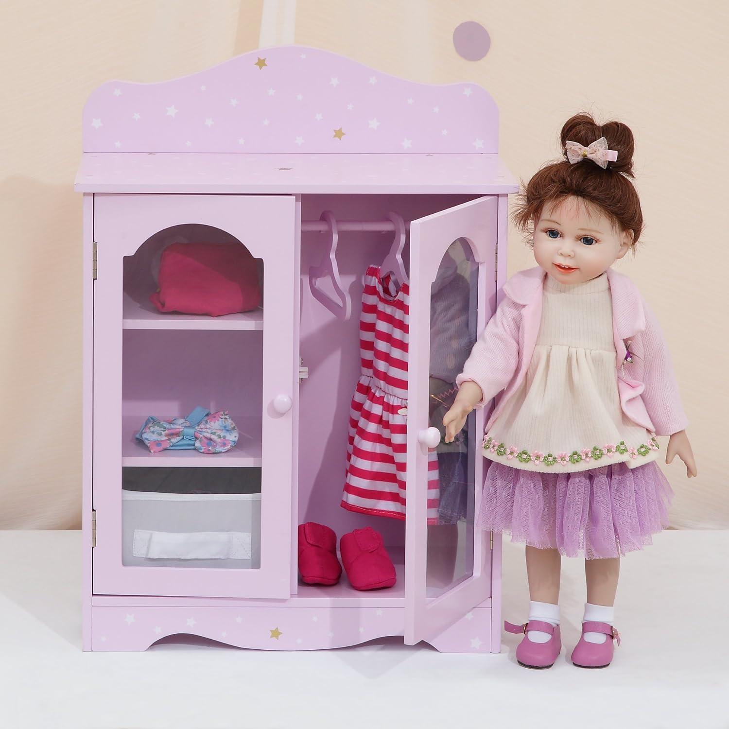 Olivia's Little World Olivia's Little World Twinkle Stars Princess Doll Closet with 3 Hangers
