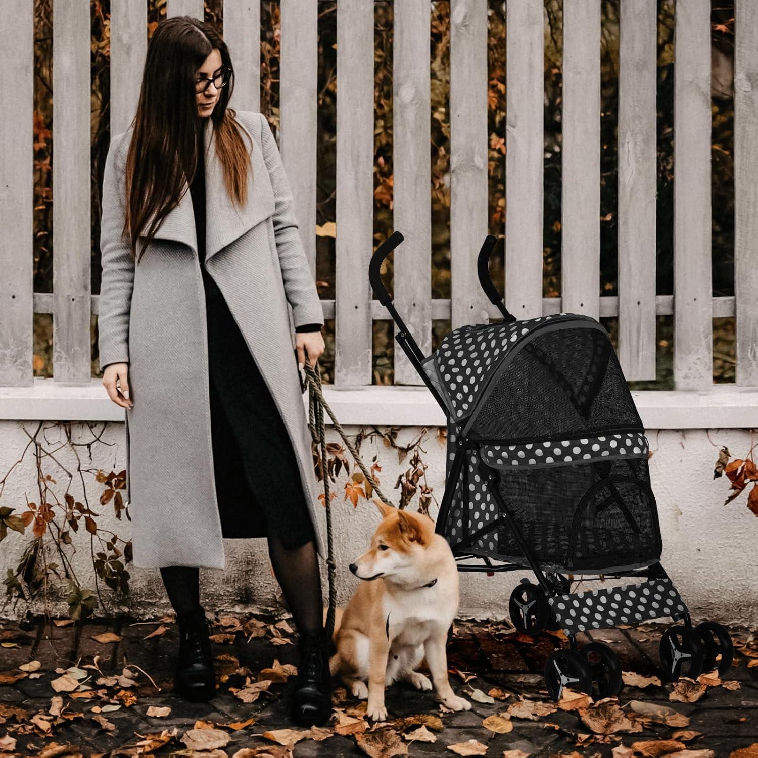 Pet Stoller Dog Cat Stoller Comfortable Lightweight Stroller With Adjustable Canopy