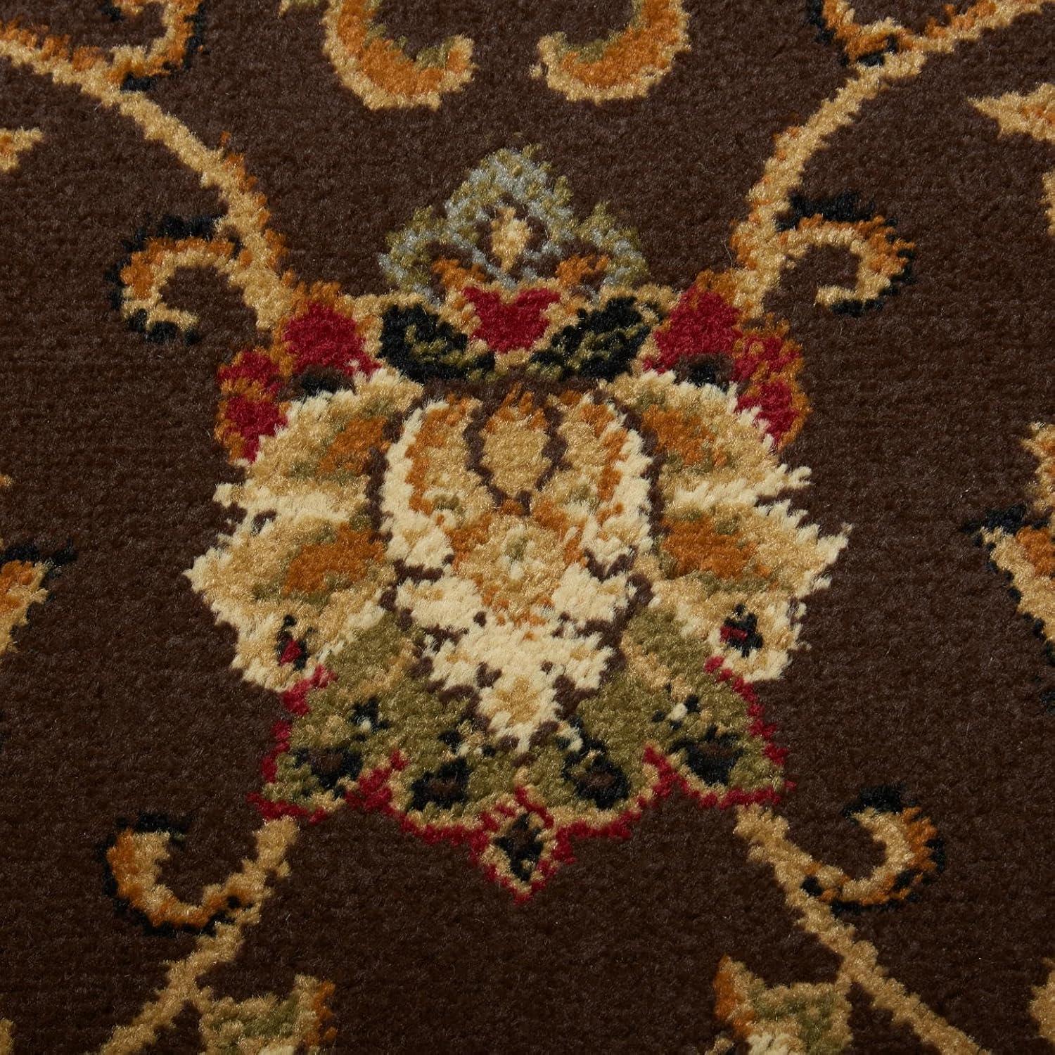 Home Dynamix Royalty Elati Traditional Ornate Damask Runner Area Rug, Brown/Ivory, 1'9"x7'2"
