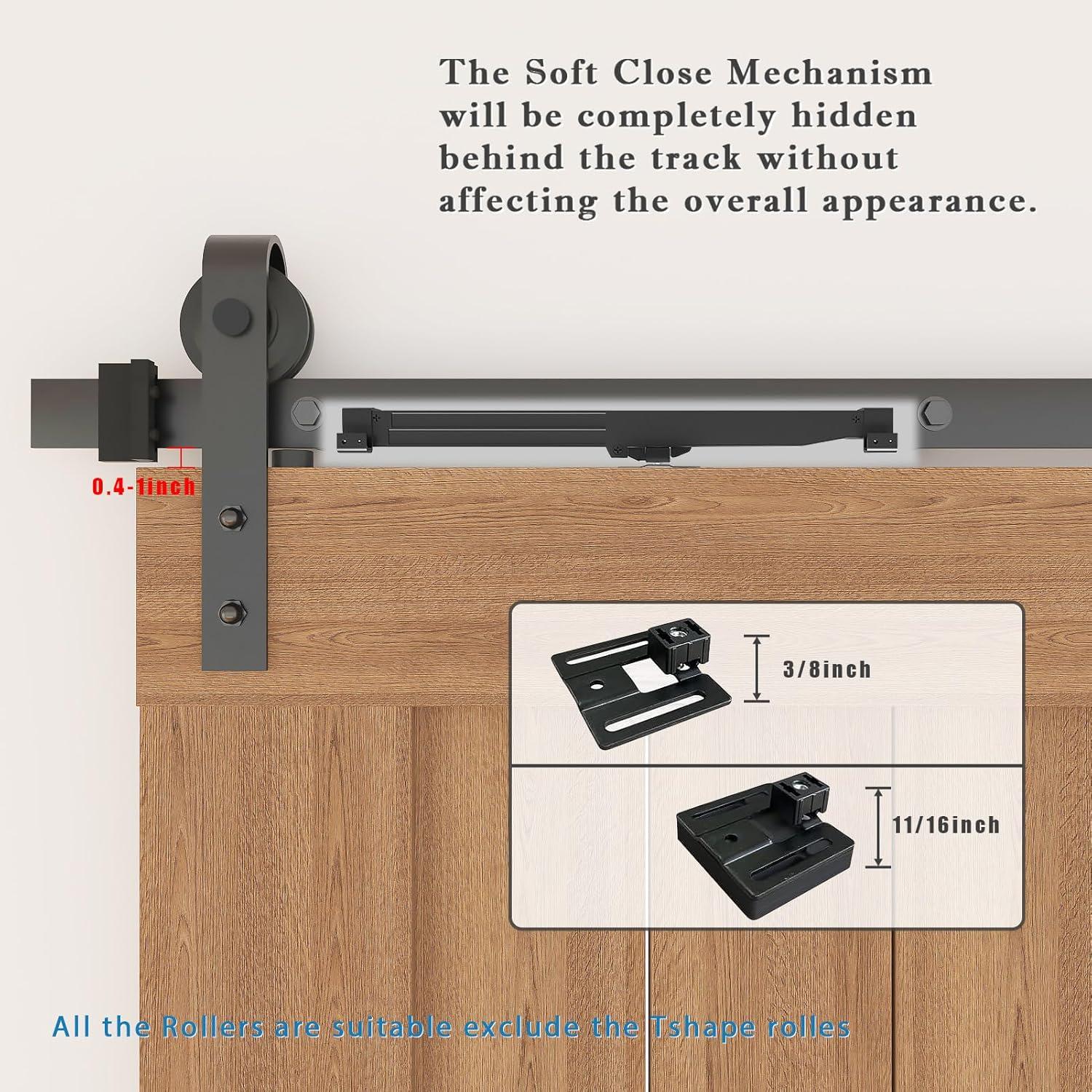 2PCS Soft Close barn Door Hardware kit Barn Door Soft Close Mechanism Spring Buffer Damper Hole-Free Version Fit for Door Weight 60-176 Pounds Adjustable Door Stoppers 2022NEWEST (Use for 20-40)