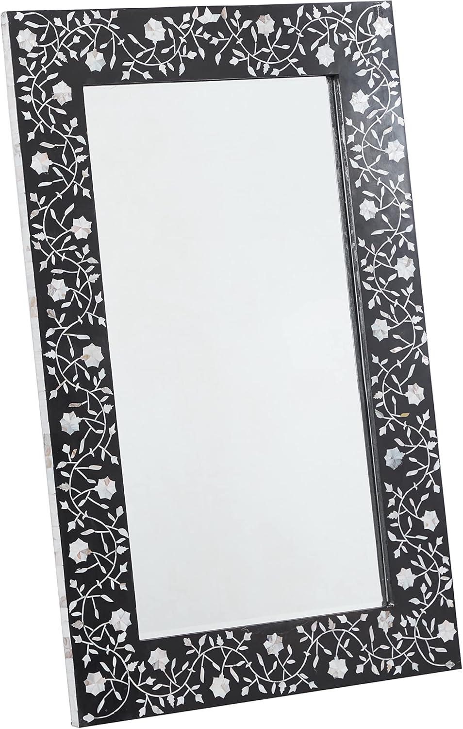 DecMode 30"W, 47"H Square Wall Mirror, Black