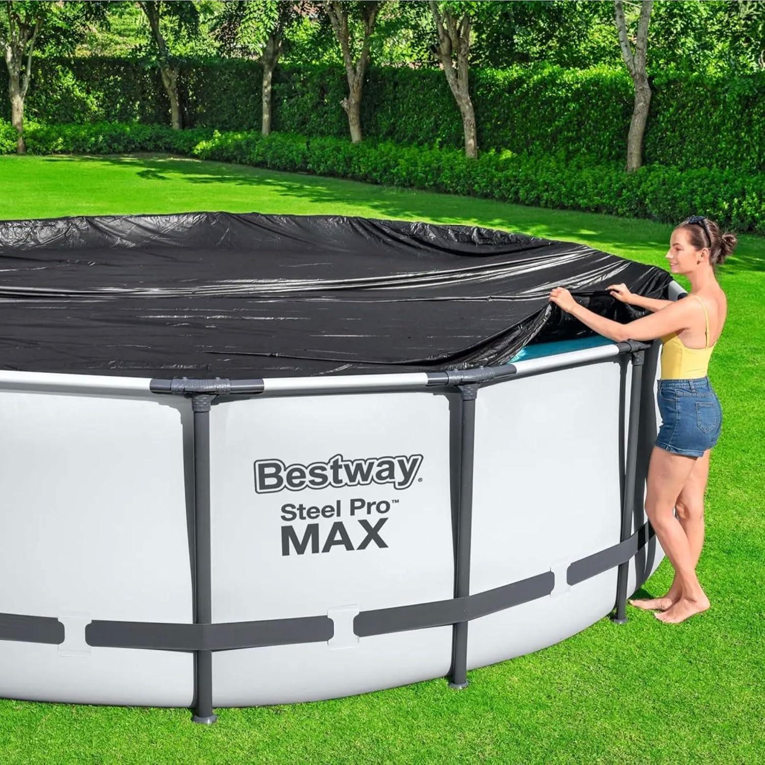 Bestway Bestway Flowclear 14 Feet Round Above Ground Pool Solar Pool Cover Only, Blue