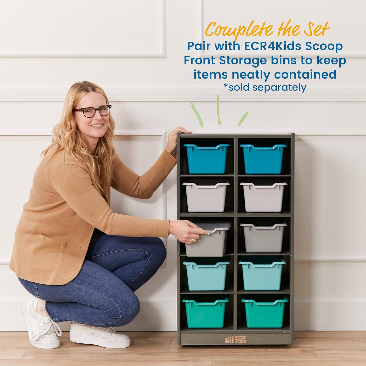 ECR4Kids 10 Cubby Mobile Tray Storage Cabinet, 5x2, Classroom Furniture