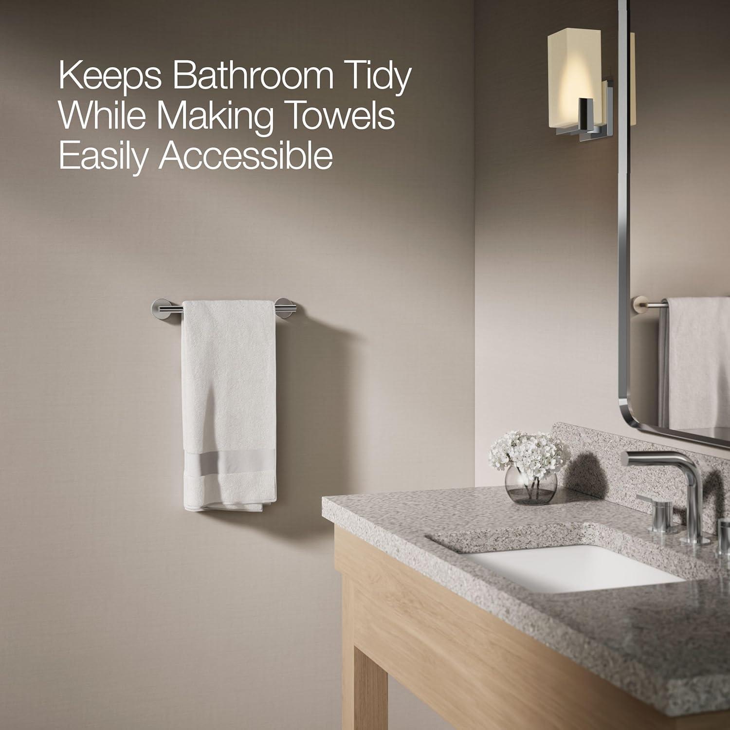 Elate Wall Mounted Round Towel Bar, Metal Wall-Mounted Towel Holder