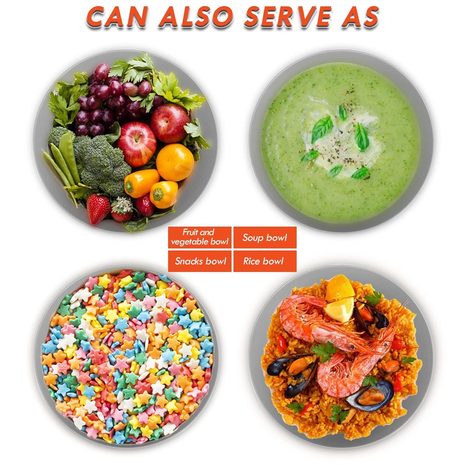 Large salad bowl with lid, upgraded version of bamboo fiber salad bowl with lid, 9.8-inch mixed salad bowl and server, and a set of free quick salad tools