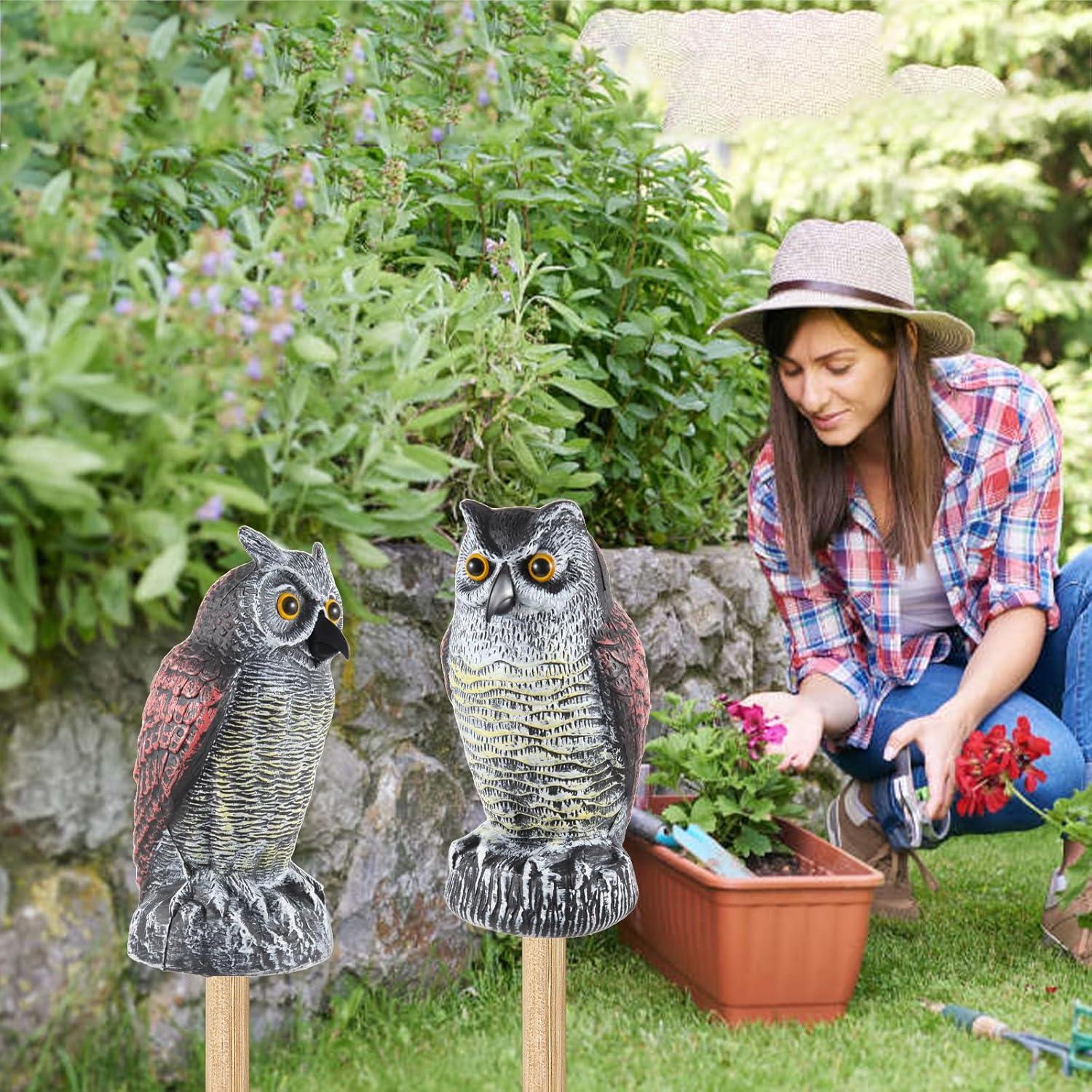 2Pack Fake Owl Decoy to Keep Birds Away Garden Decoration Bird Scare Devices for Garden Outdoor Yard