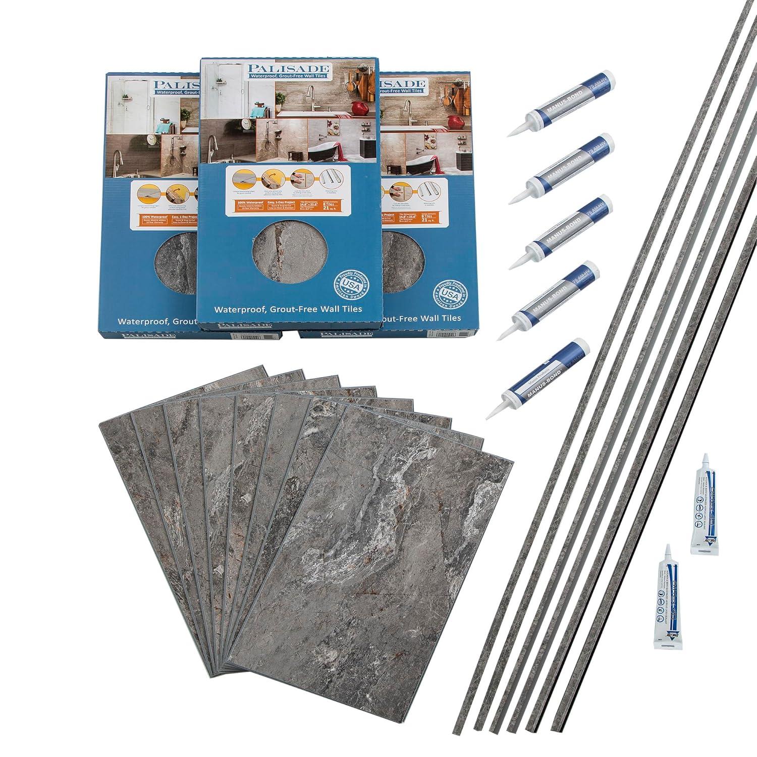 Palisade 25.6 in. x 14.8 in. Tile Shower and Tub Surround Kit
