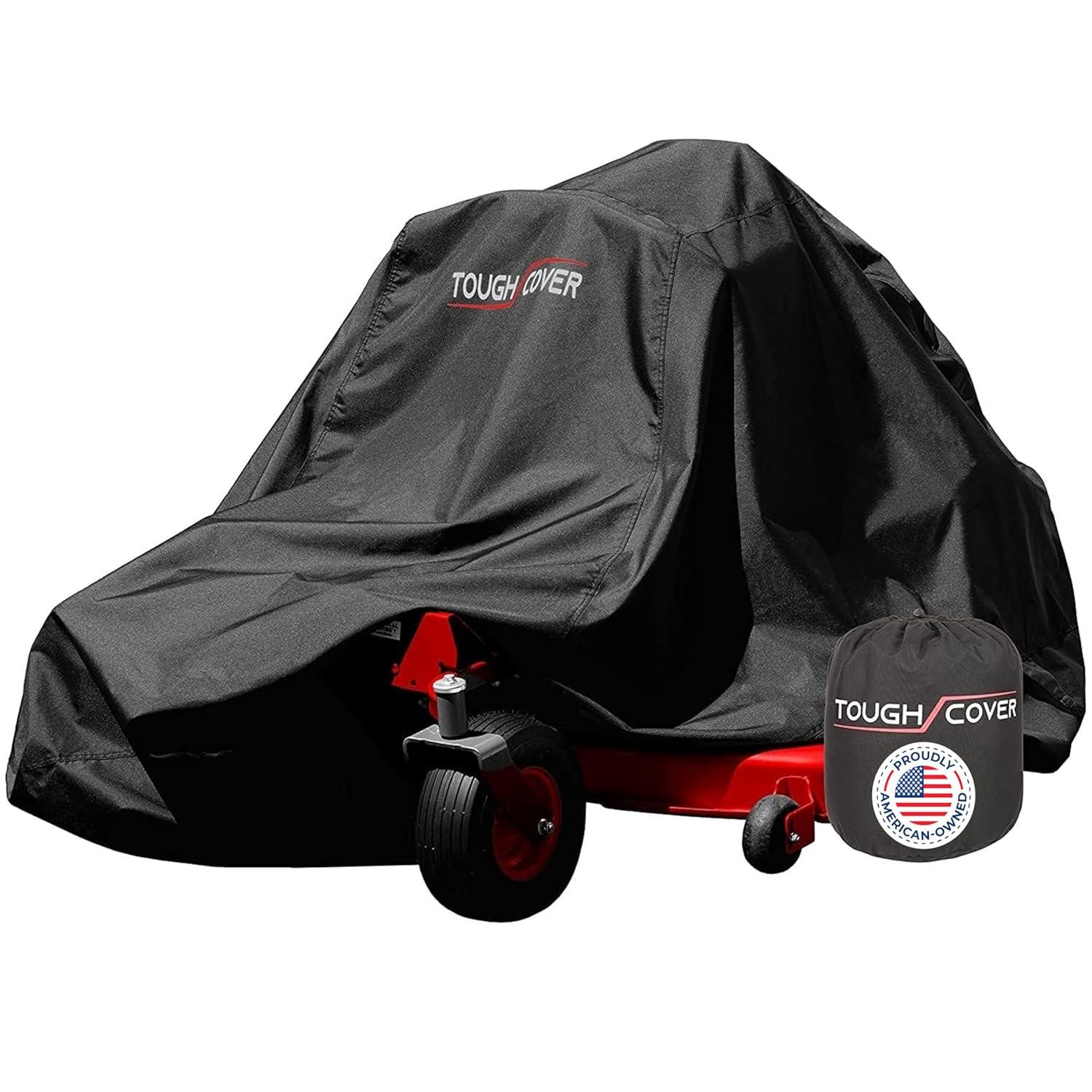 Tough Cover Zero-Turn Mower Cover, Extreme Edition, Heavy Duty 600D Marine Grade Fabric, Universal Fit Lawn Mower Covers, Protects Against UV, Dust, Dirt, Wind for Outdoor Protection (Black)