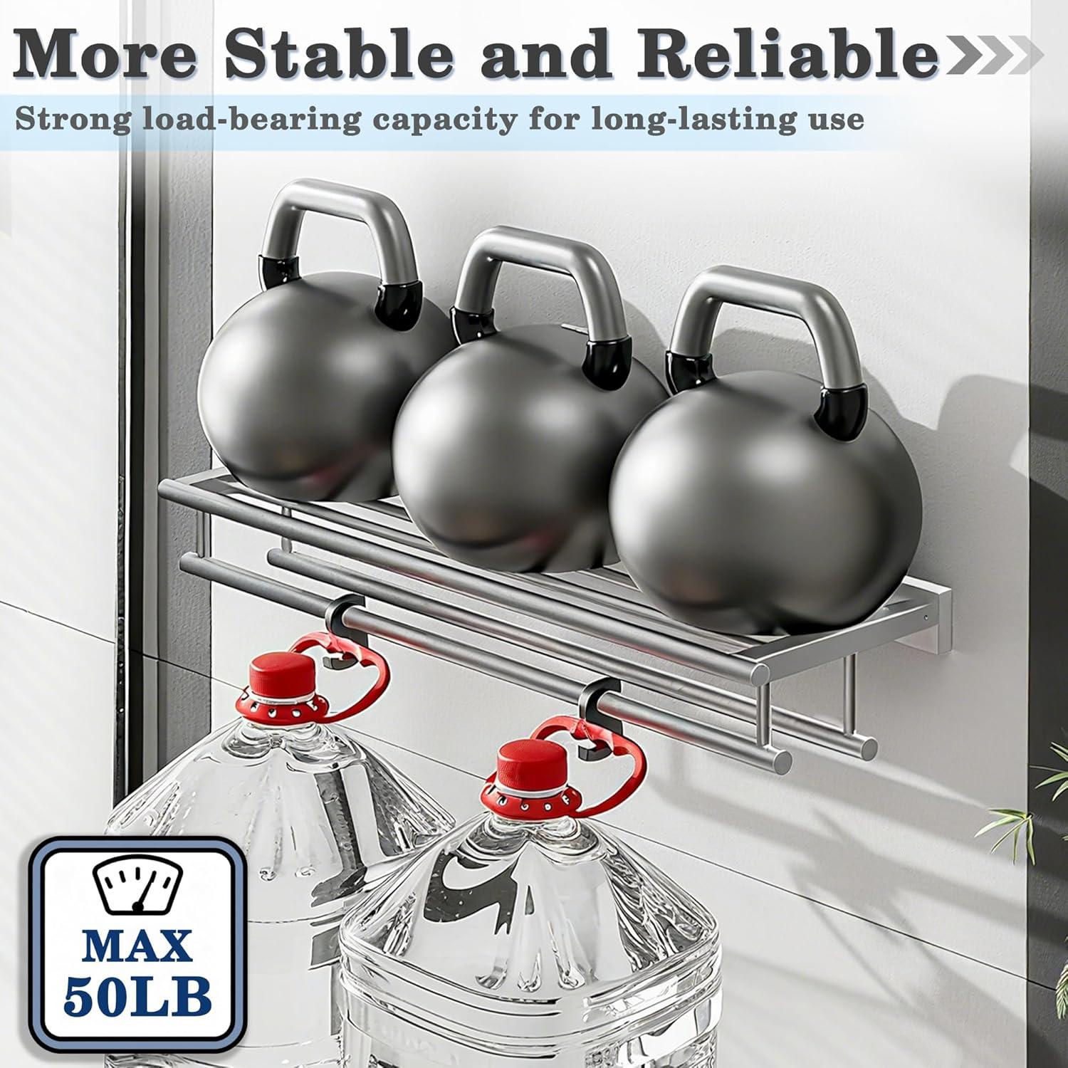 2-Tier 20" Wall Mounted Stainless Steel Bathroom Towel Rack With 2 Towel Bars Round Rods