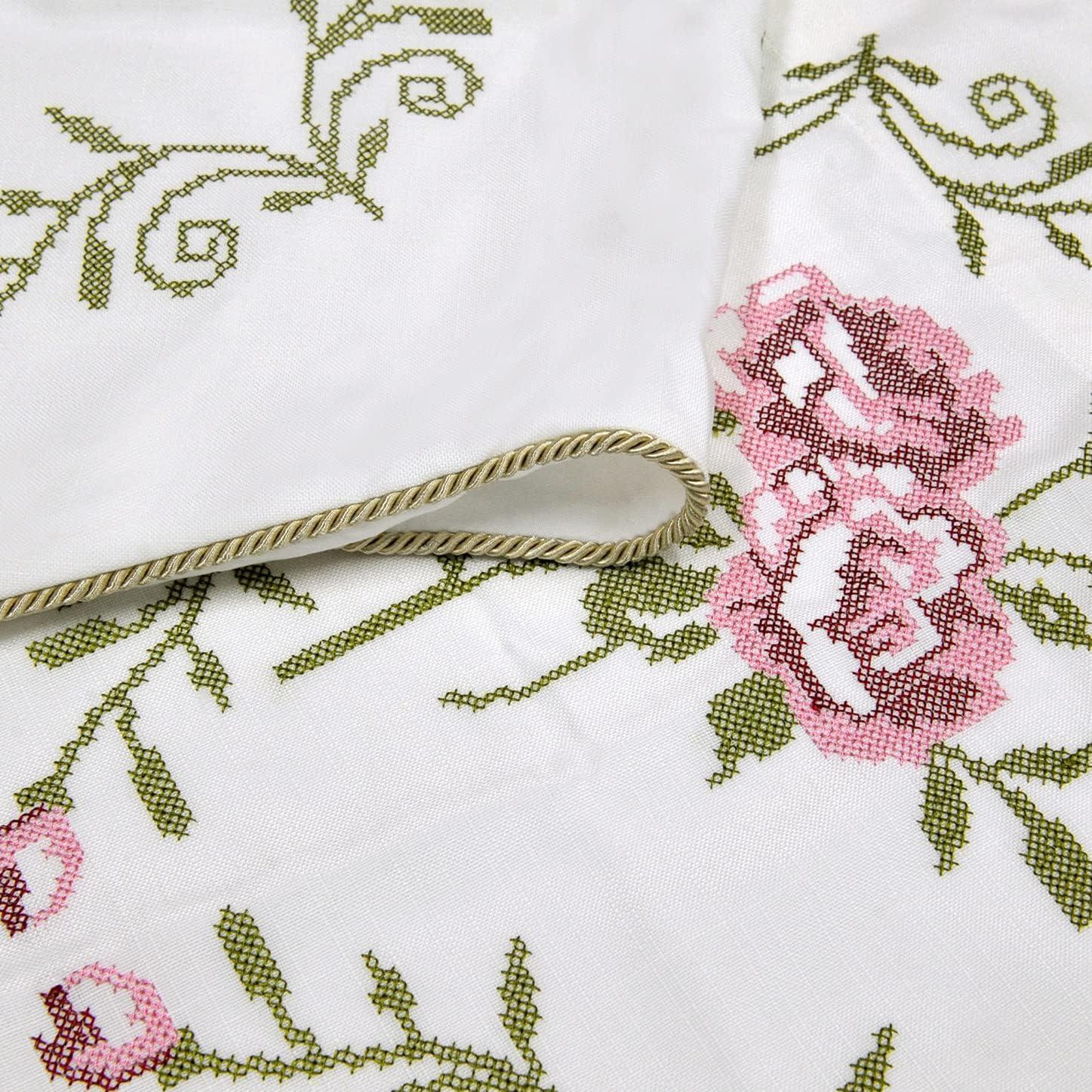 Floral Embroidery Scalloped 60.00'' Window Valance