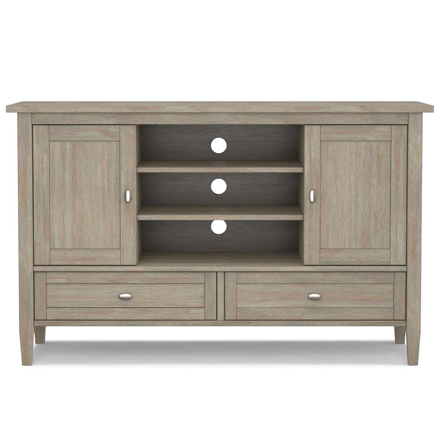 Simpli Home Warm Shaker 47"W Solid Wood TV Stand for TVs up to 55" with 2 Storage Cabinets and 2 Drawers