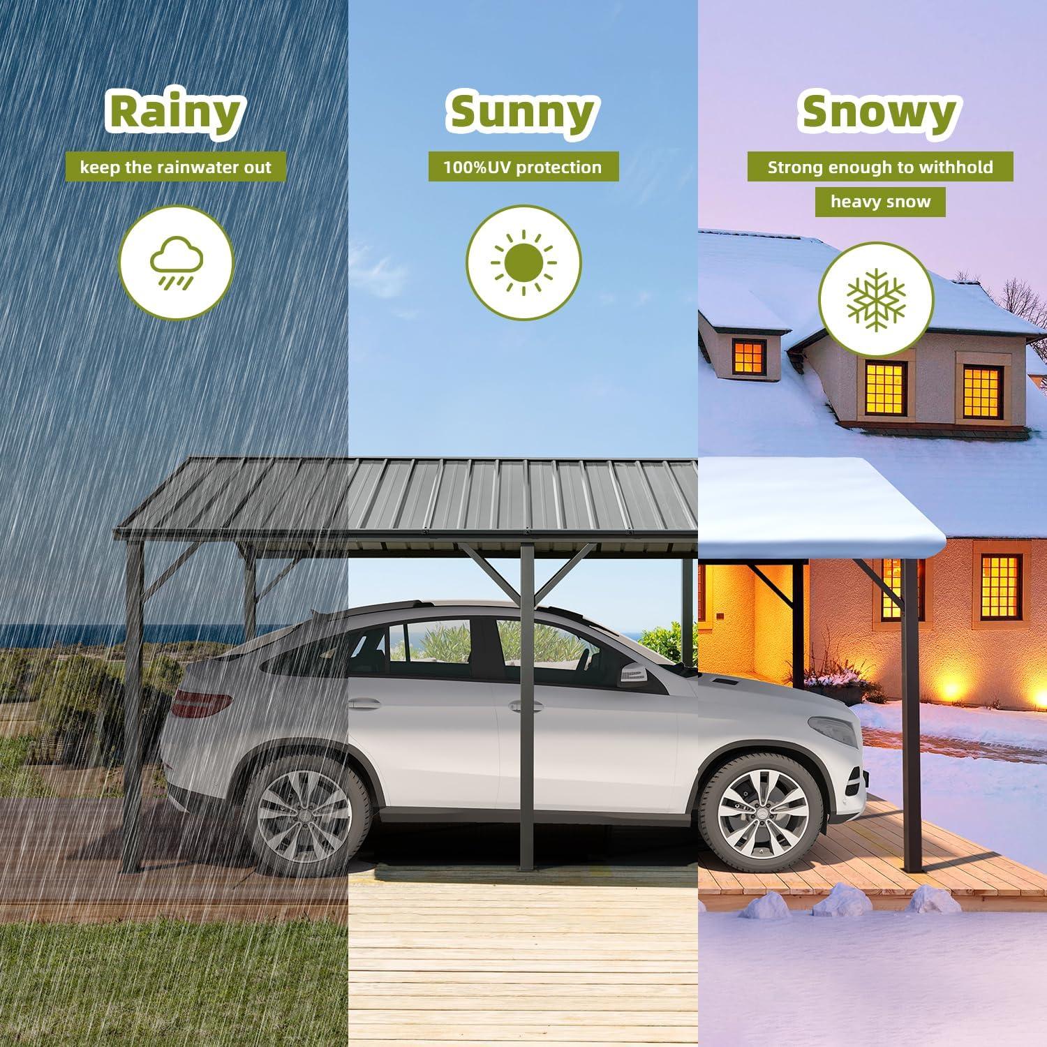 EROMMY 10 Ft. W x 15 Ft. D Carport with Galvanized Steel Roof & Reviews | Wayfair