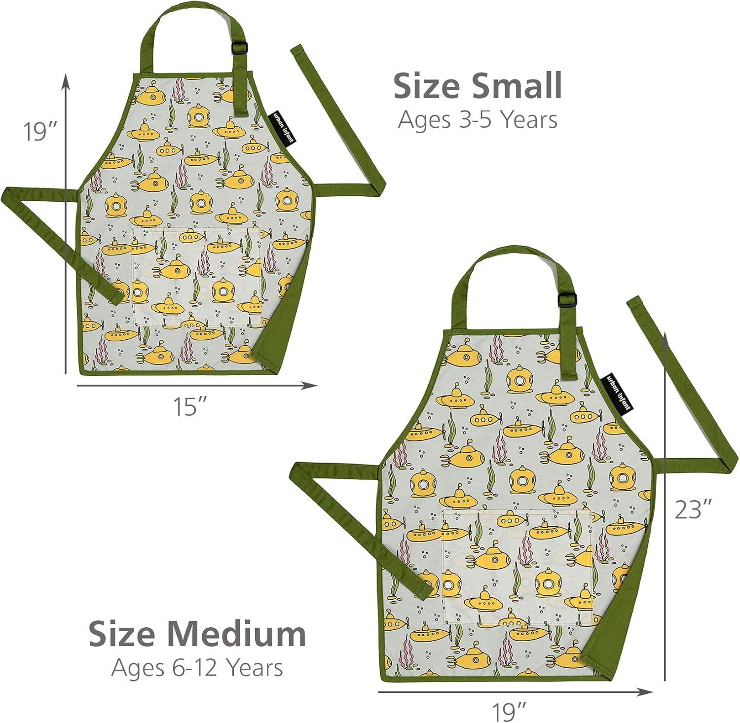 Urban Infant Little Helper Kids Apron - Children's Cooking Art Gardening - Toddler Boys and Girls - Submarines