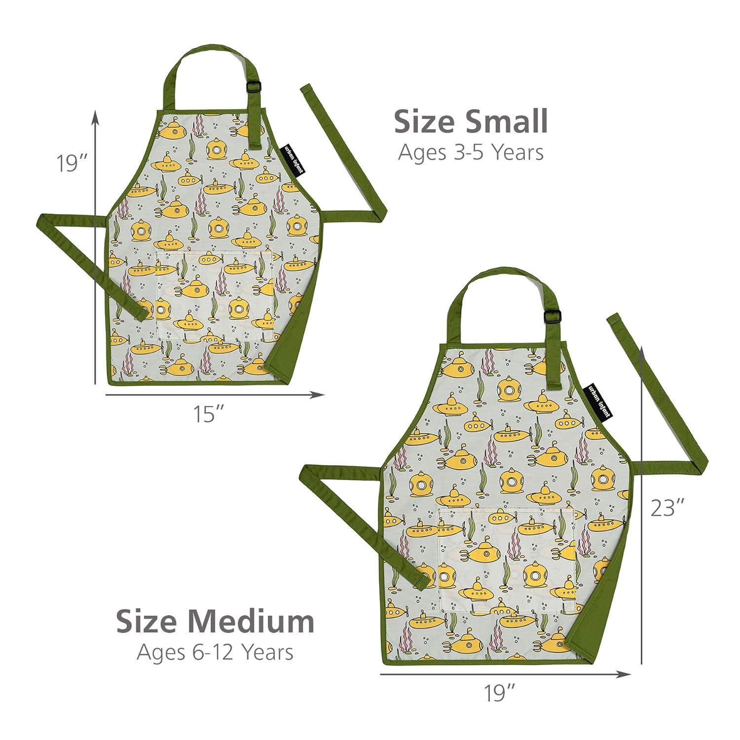 Urban Infant Little Helper Kids Apron - Children's Cooking Art Gardening - Toddler Boys and Girls - Submarines
