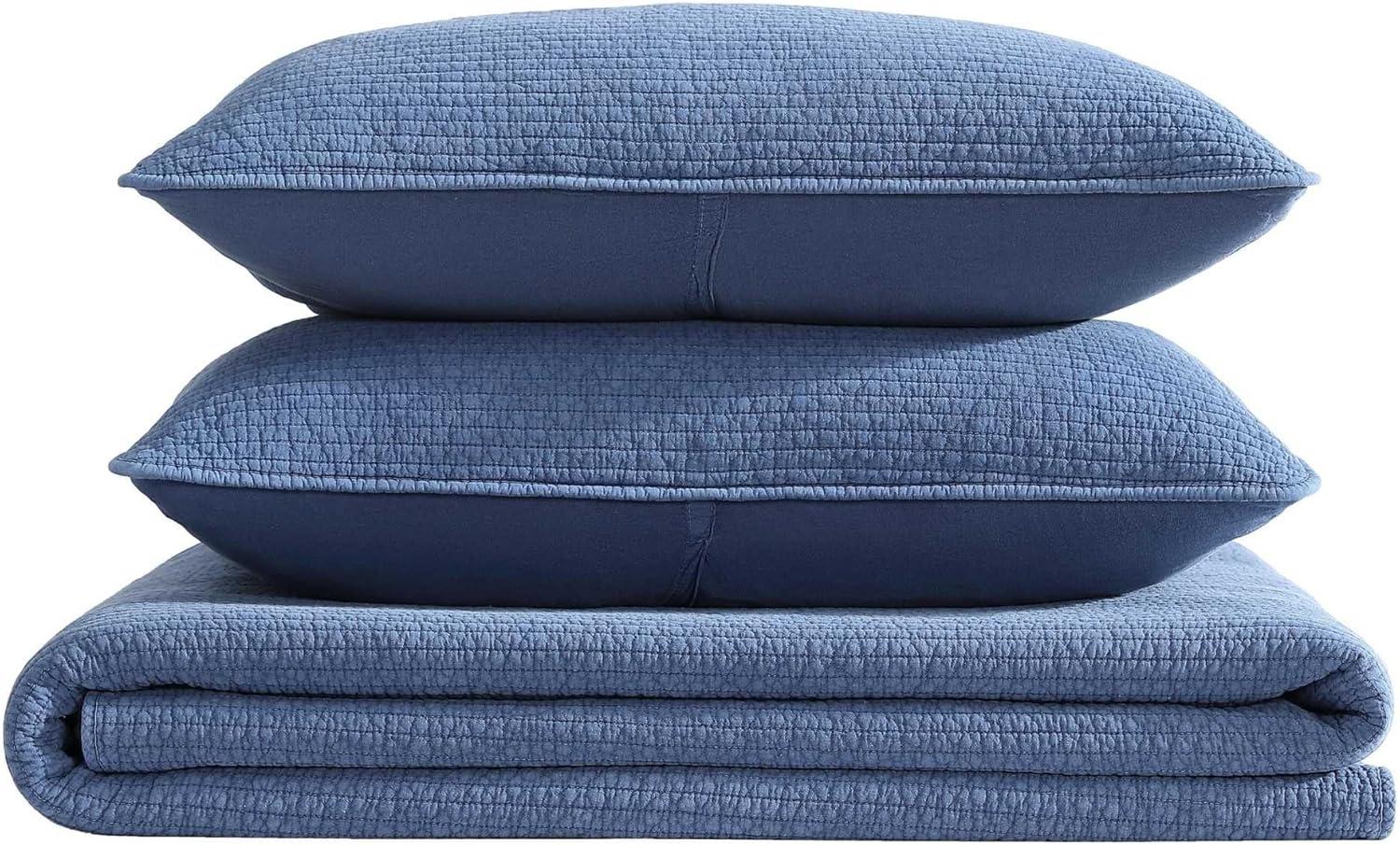 Deep Dive Wash Organic Cotton King Quilt Set in Navy
