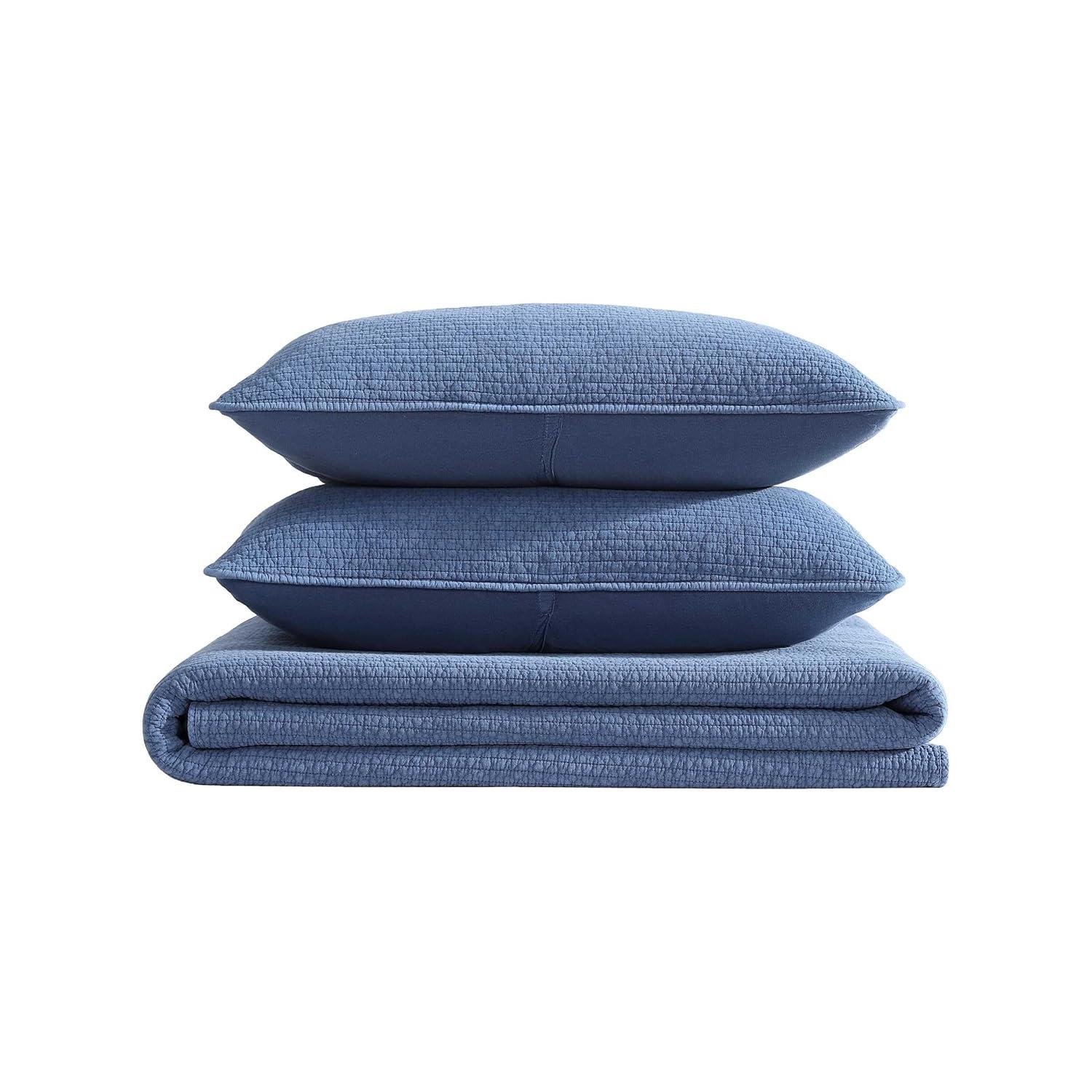 Deep Dive Wash Organic Cotton King Quilt Set in Navy