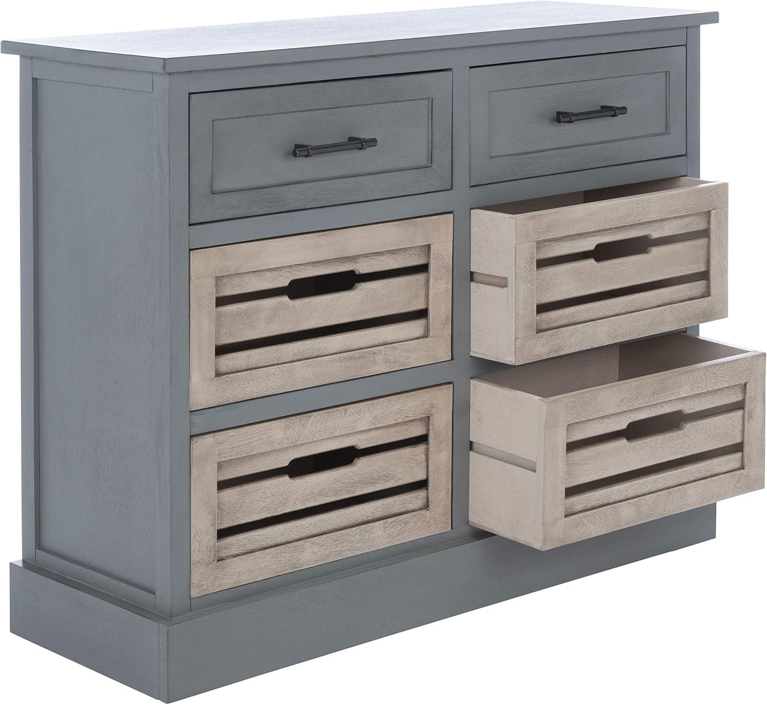 SAFAVIEH Briar Removable 6 Drawer Storage Chest, Distressed Grey Frame/Sand Drawers (31 in. W x 12.5 in. D x 26 in. H)