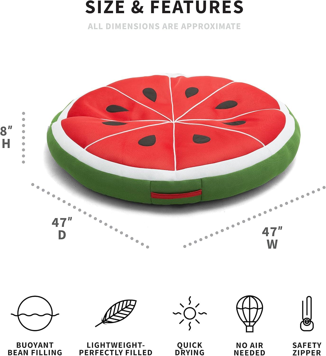 Big Joe Fruit Slice Float No Inflation Needed Pool Lounger, Watermelon Mesh, Quick Draining Fabric, 4 feet Big