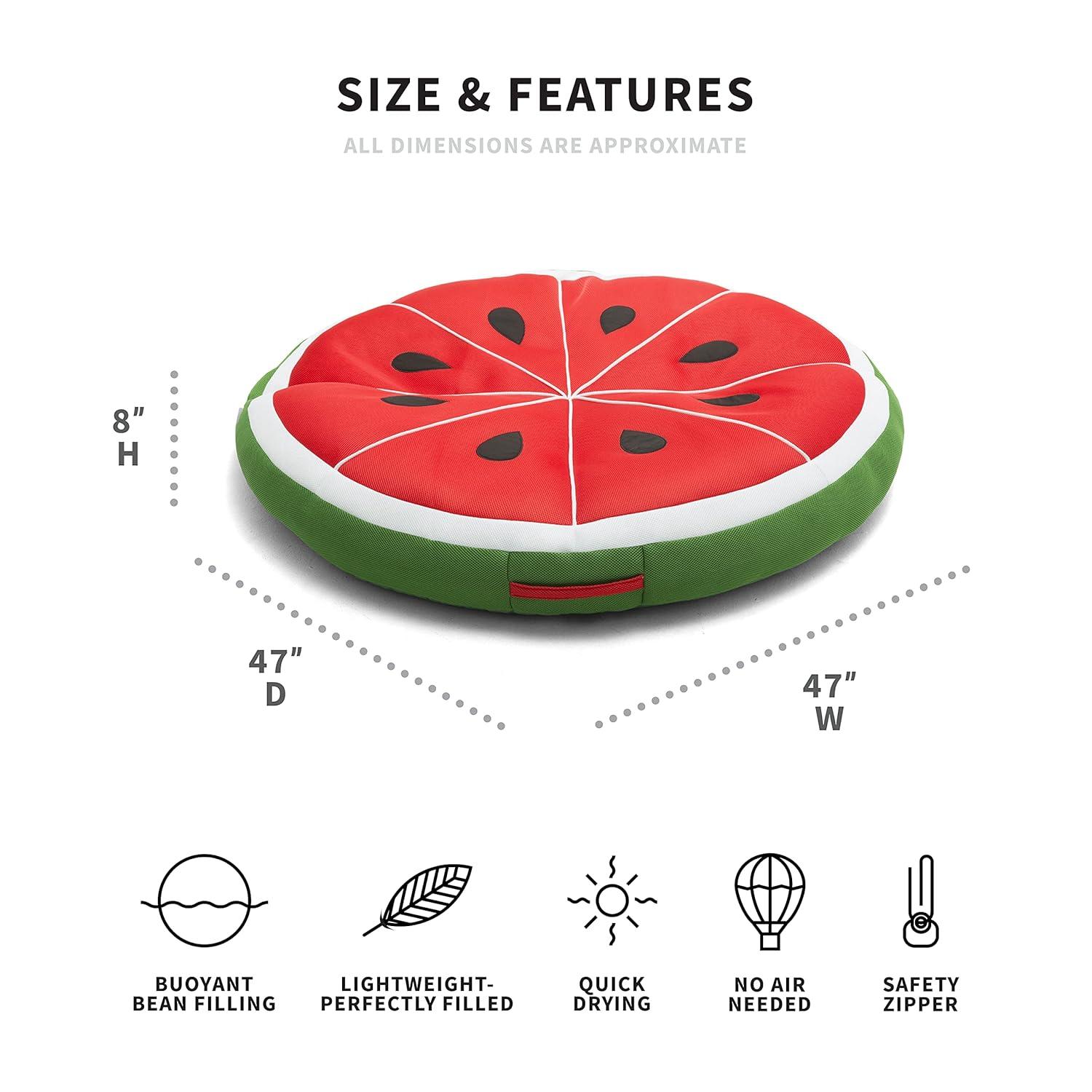 Big Joe Fruit Slice Float No Inflation Needed Pool Lounger, Watermelon Mesh, Quick Draining Fabric, 4 feet Big